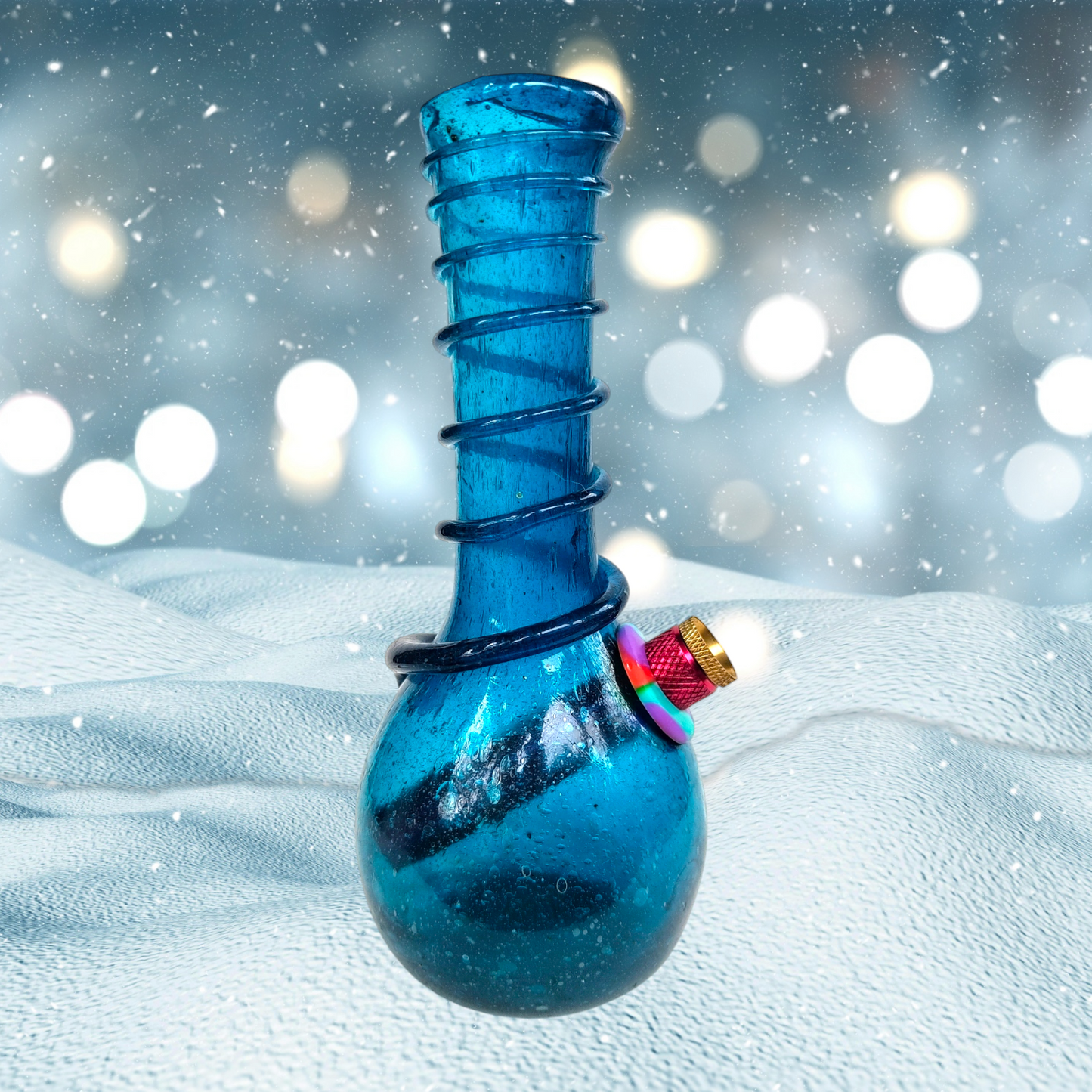 antique baby blue crackle glass spiral bong