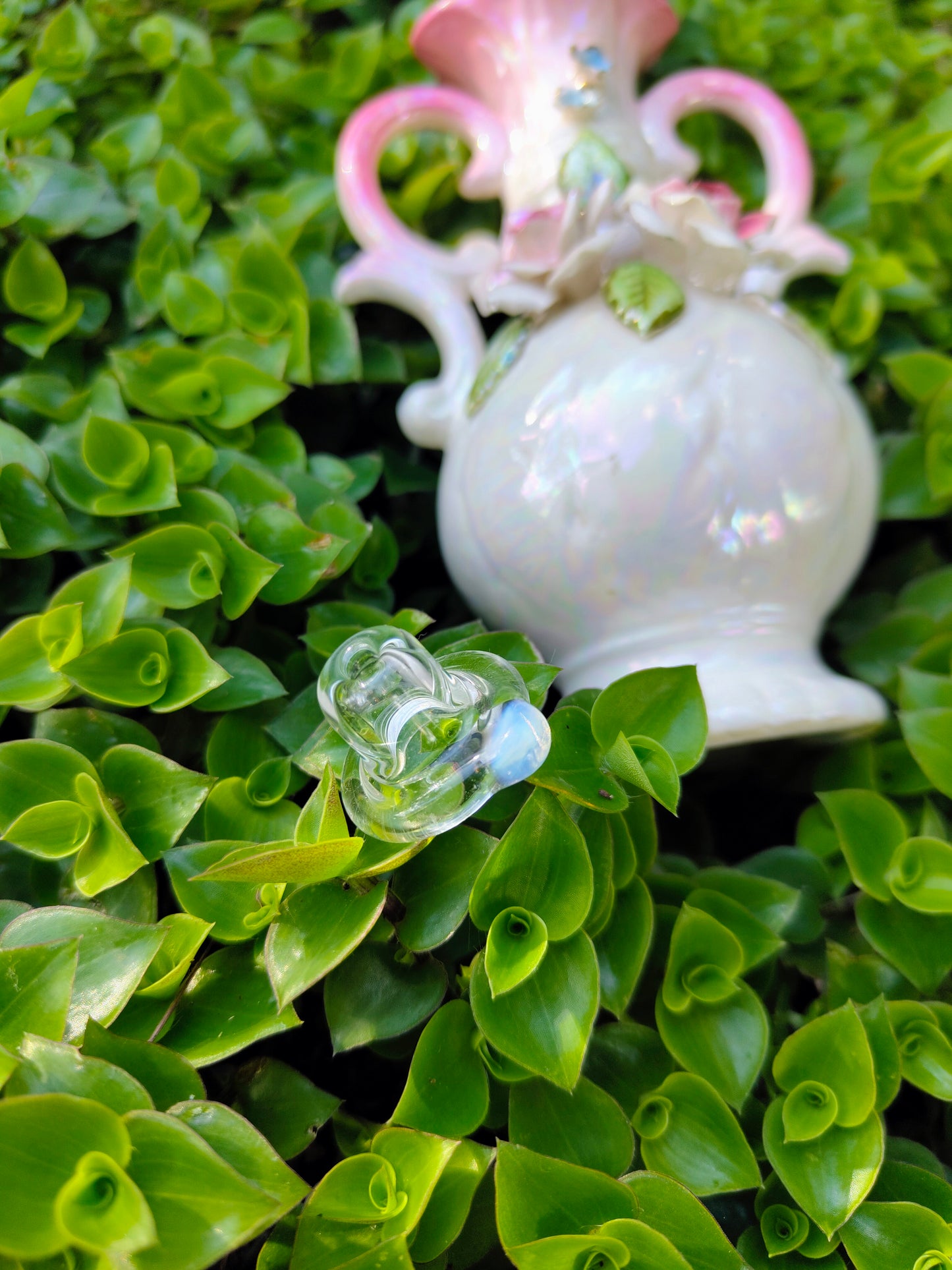 vintage japanese vase with hand painted florals and opalescent glaze