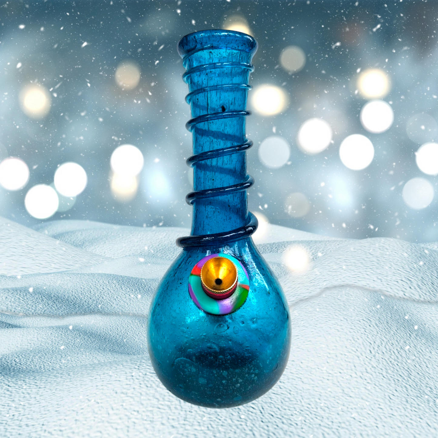 antique baby blue crackle glass spiral bong