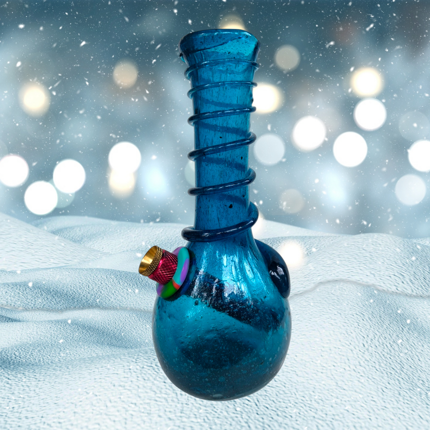 antique baby blue crackle glass spiral bong