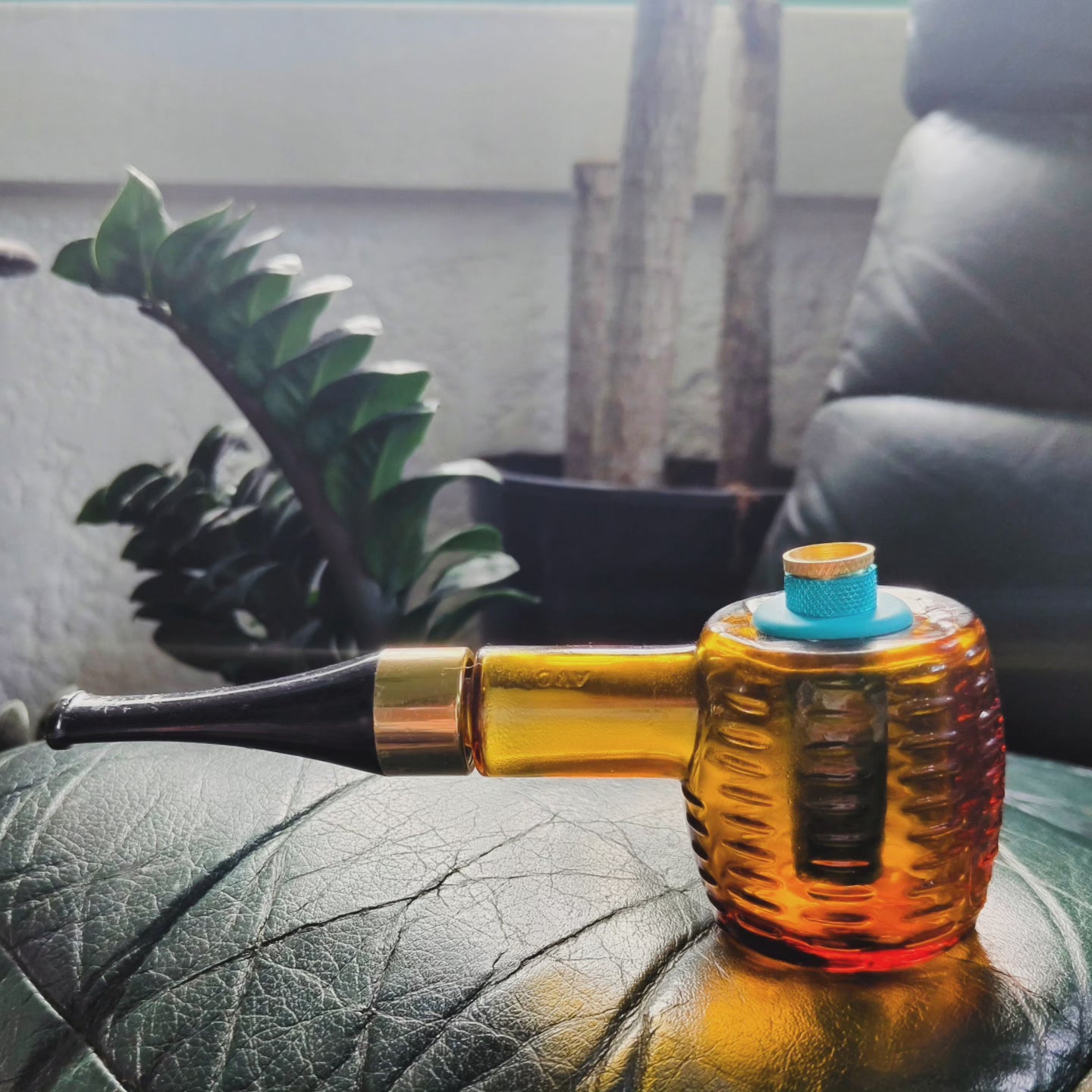 1970s avon amber glass pipe bong