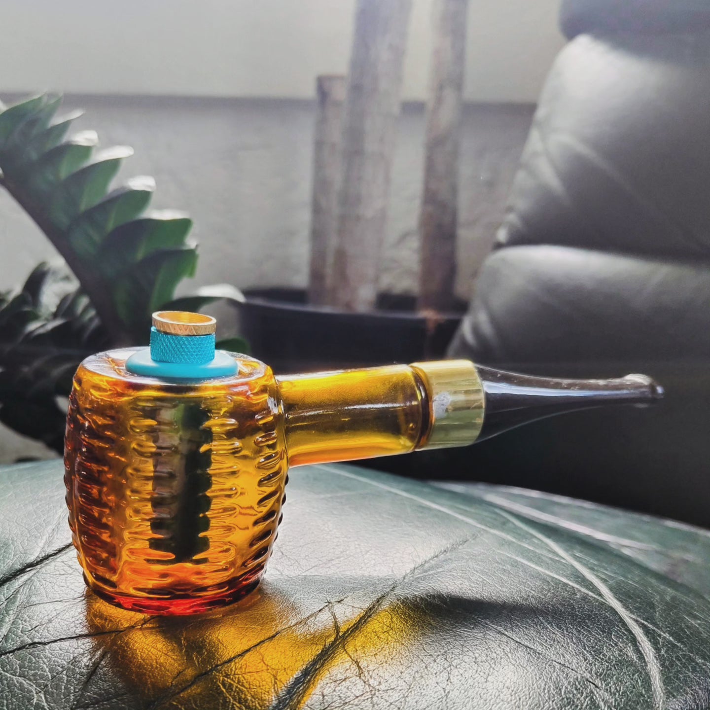 1970s avon amber glass pipe bong