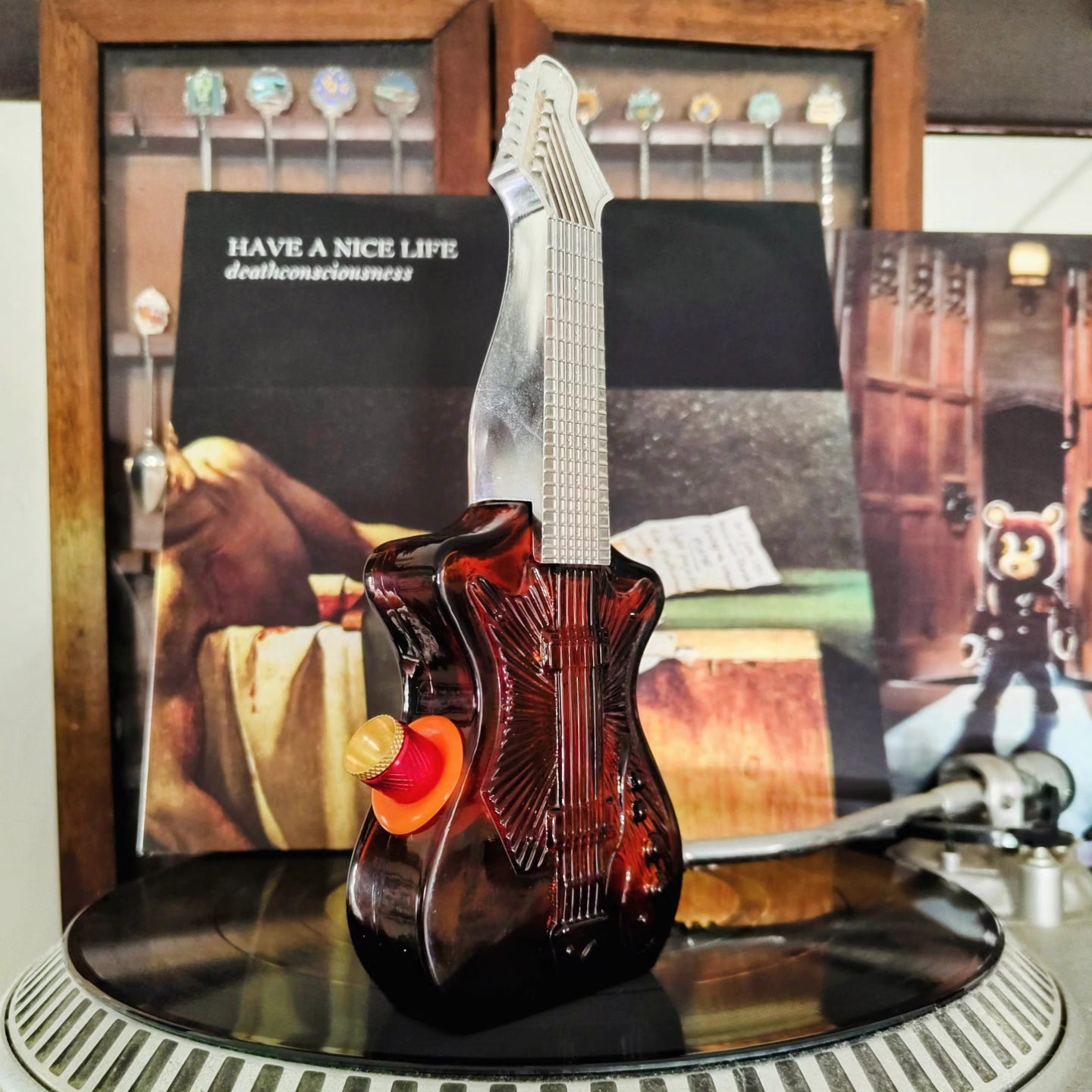 70's amber glass electric guitar bong aka jon bong jovi
