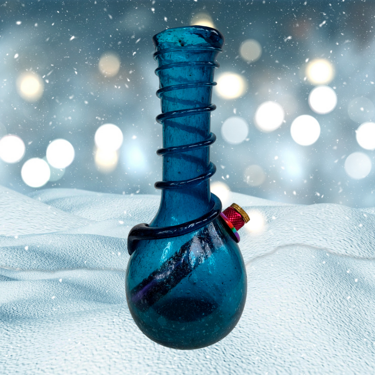 antique baby blue crackle glass spiral bong