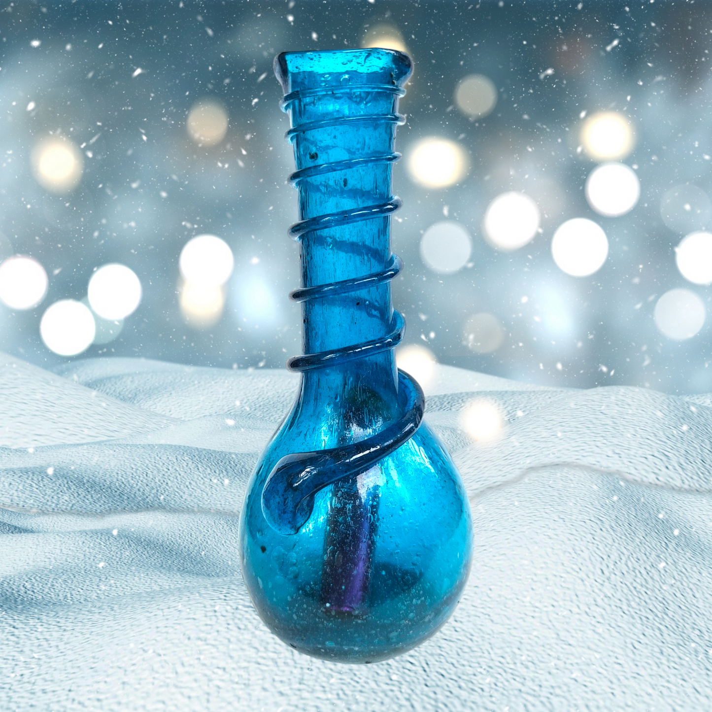antique baby blue crackle glass spiral bong