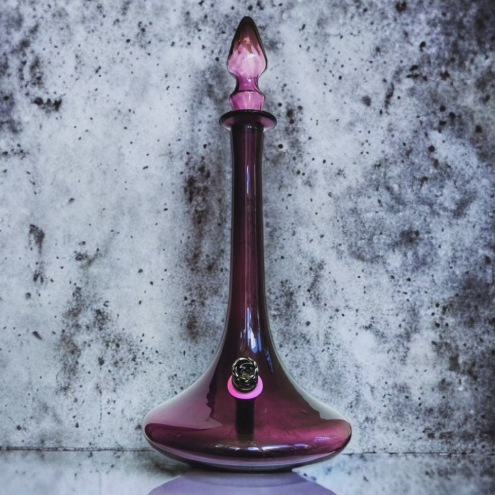 massive retro hand blown amethyst glass genie bong