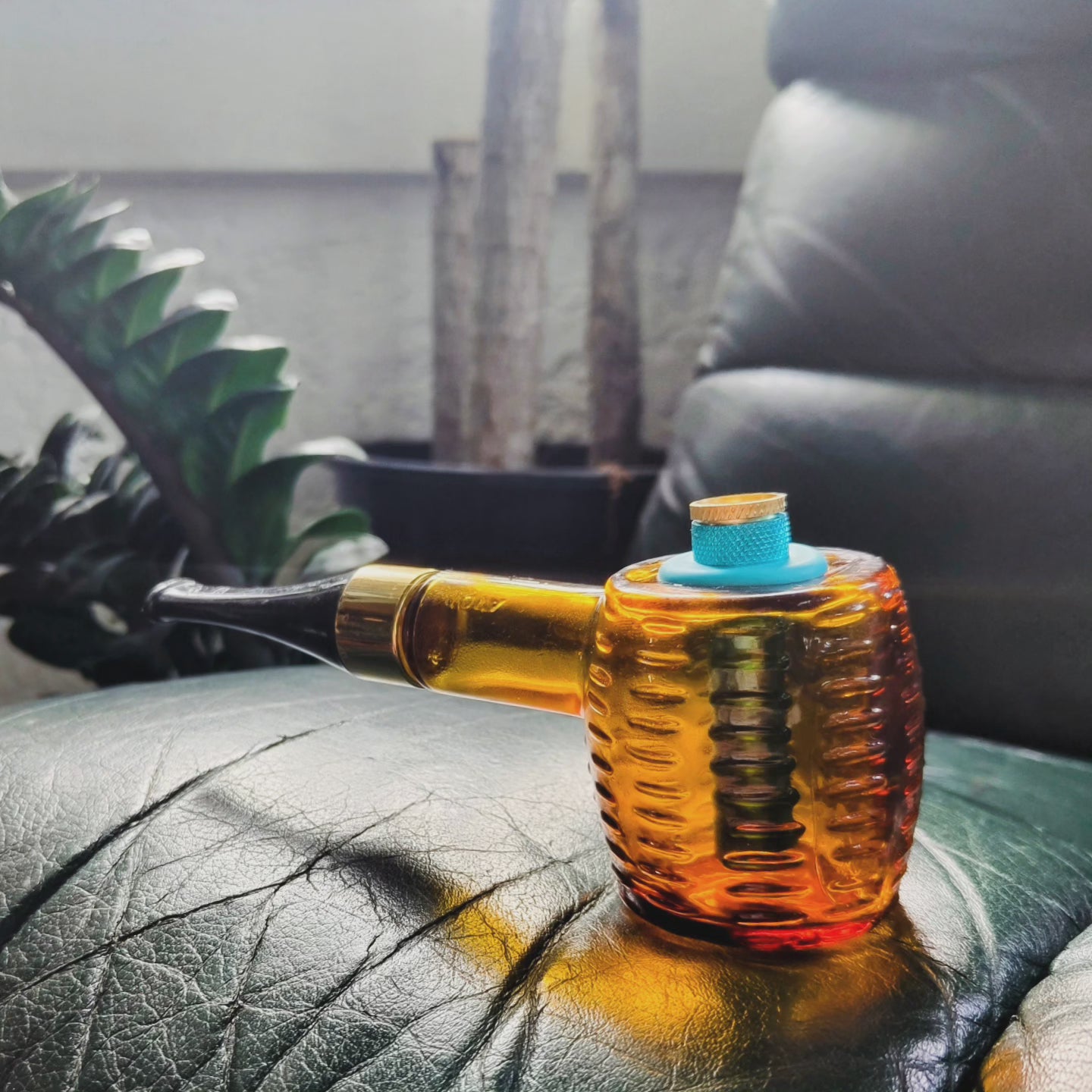 1970s avon amber glass pipe bong