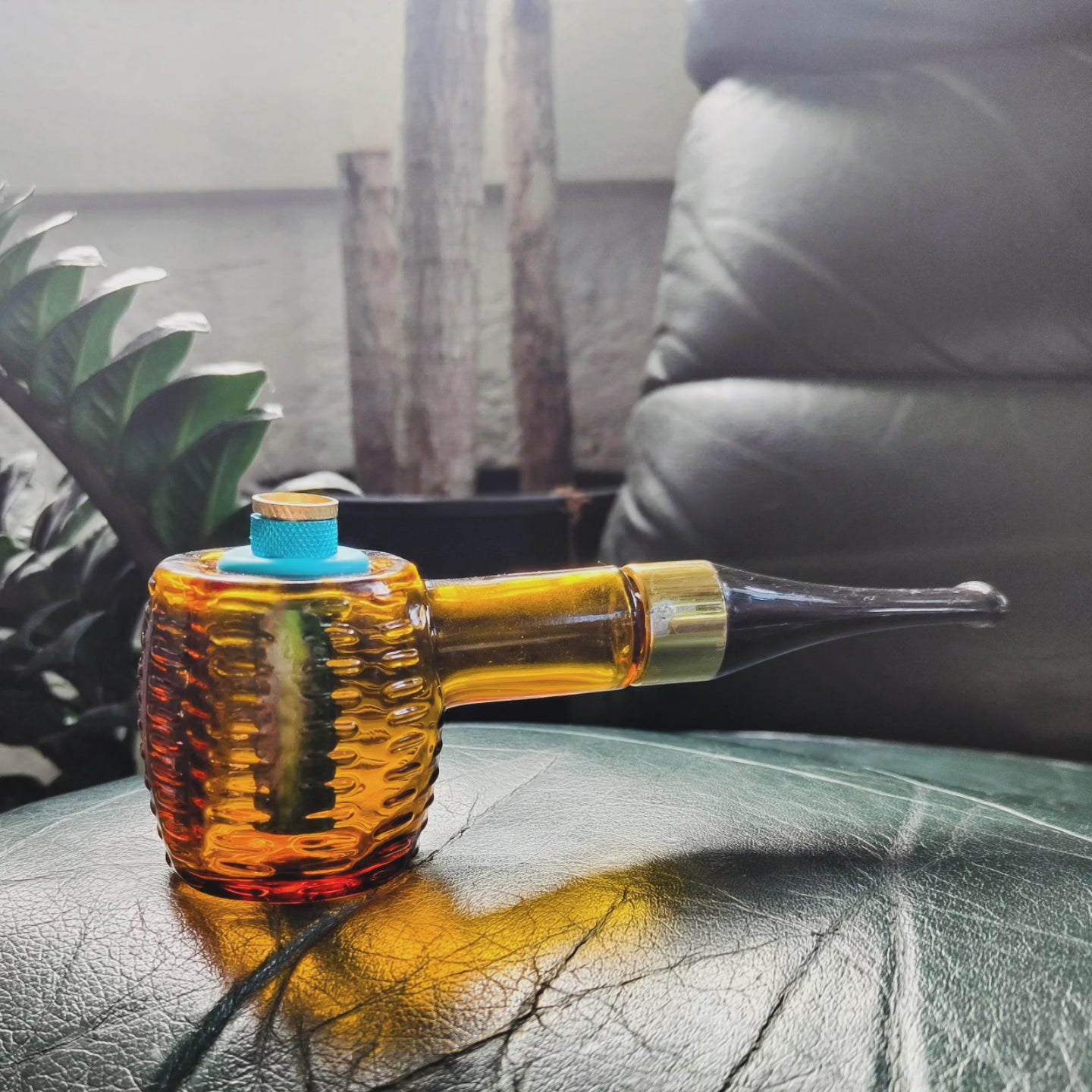 1970s avon amber glass pipe bong