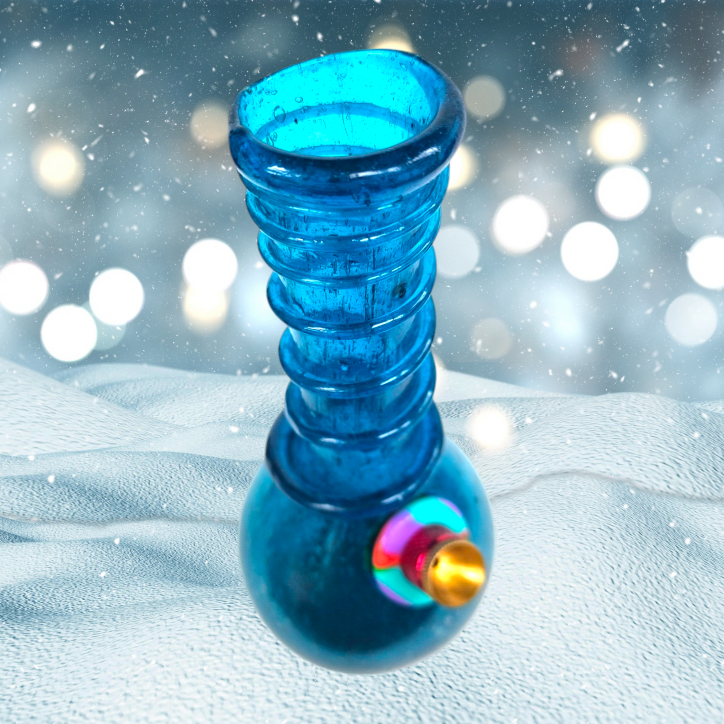 antique baby blue crackle glass spiral bong