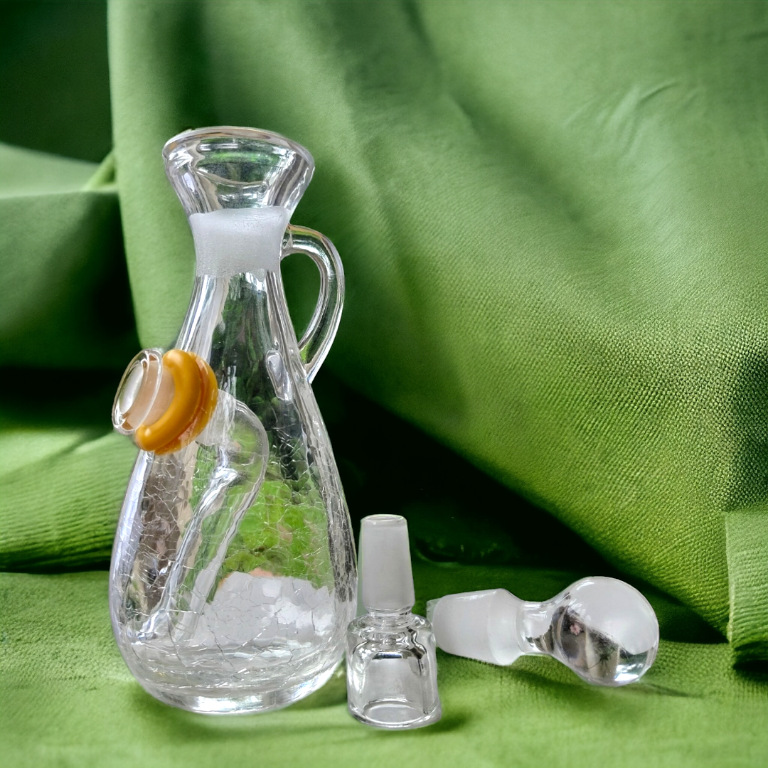 70's retro clear crackle glass cruet bong with original stopper