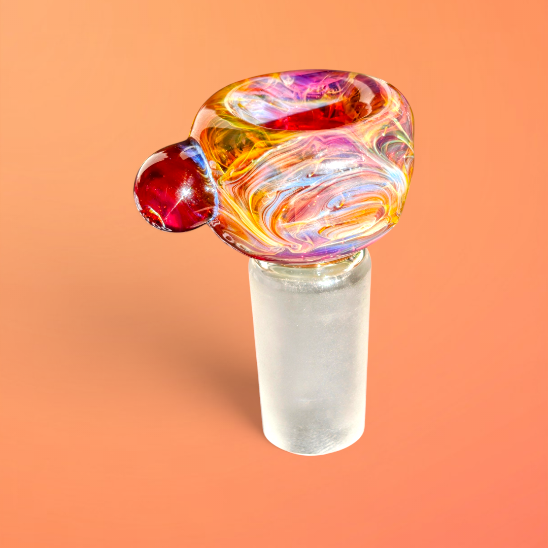 1970s milk glass decanter bong with retro pattern
