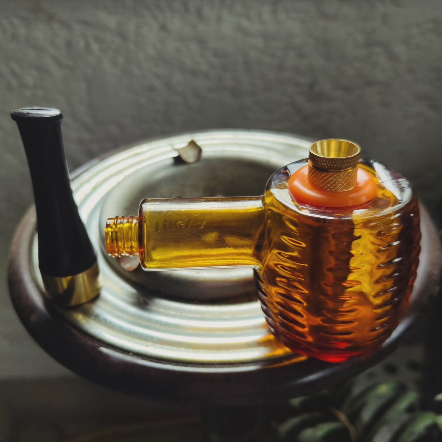 1970s avon amber glass pipe bong