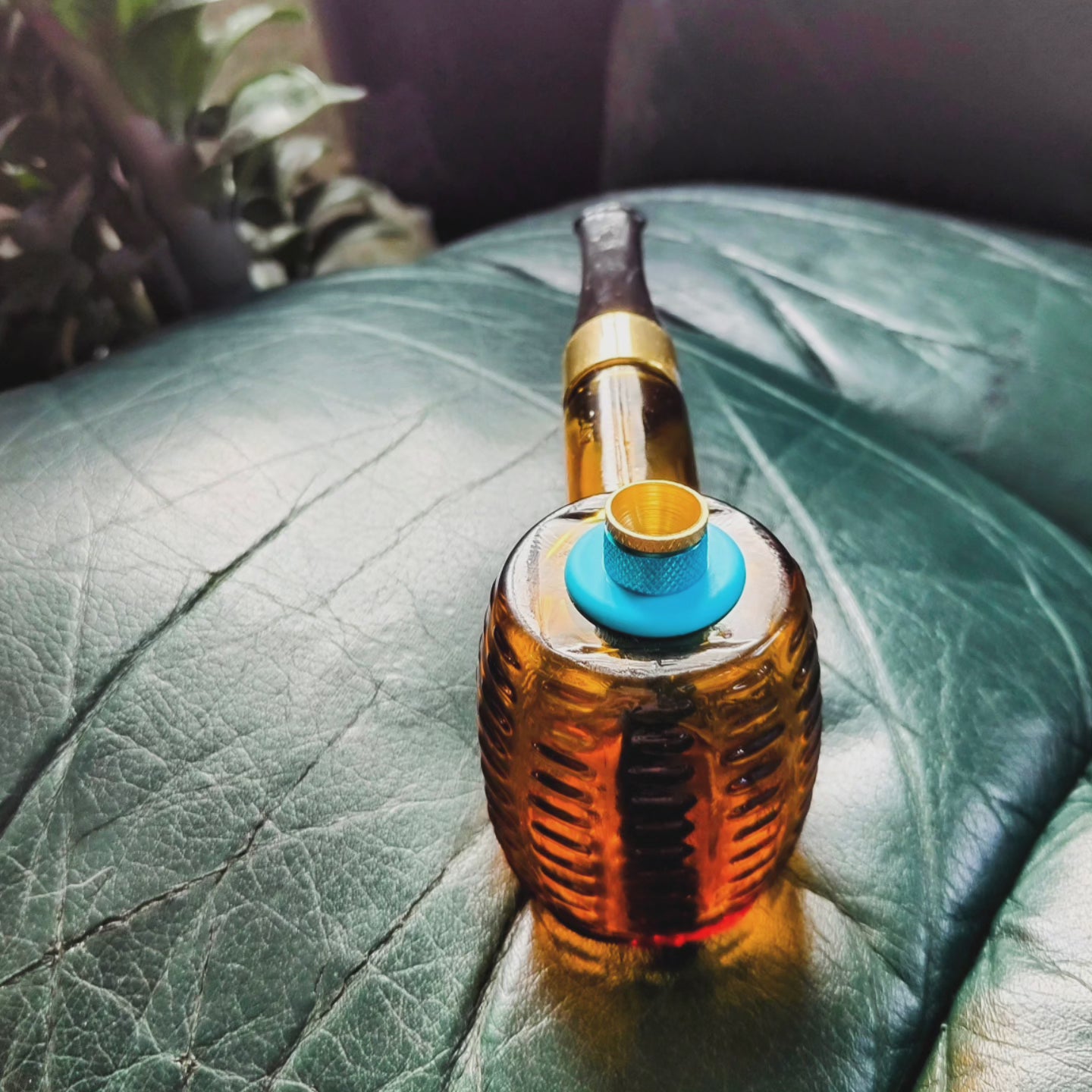 1970s avon amber glass pipe bong