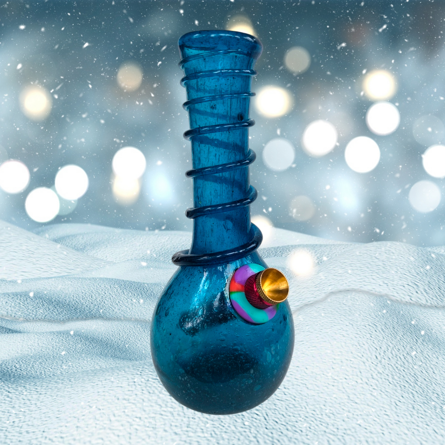 antique baby blue crackle glass spiral bong