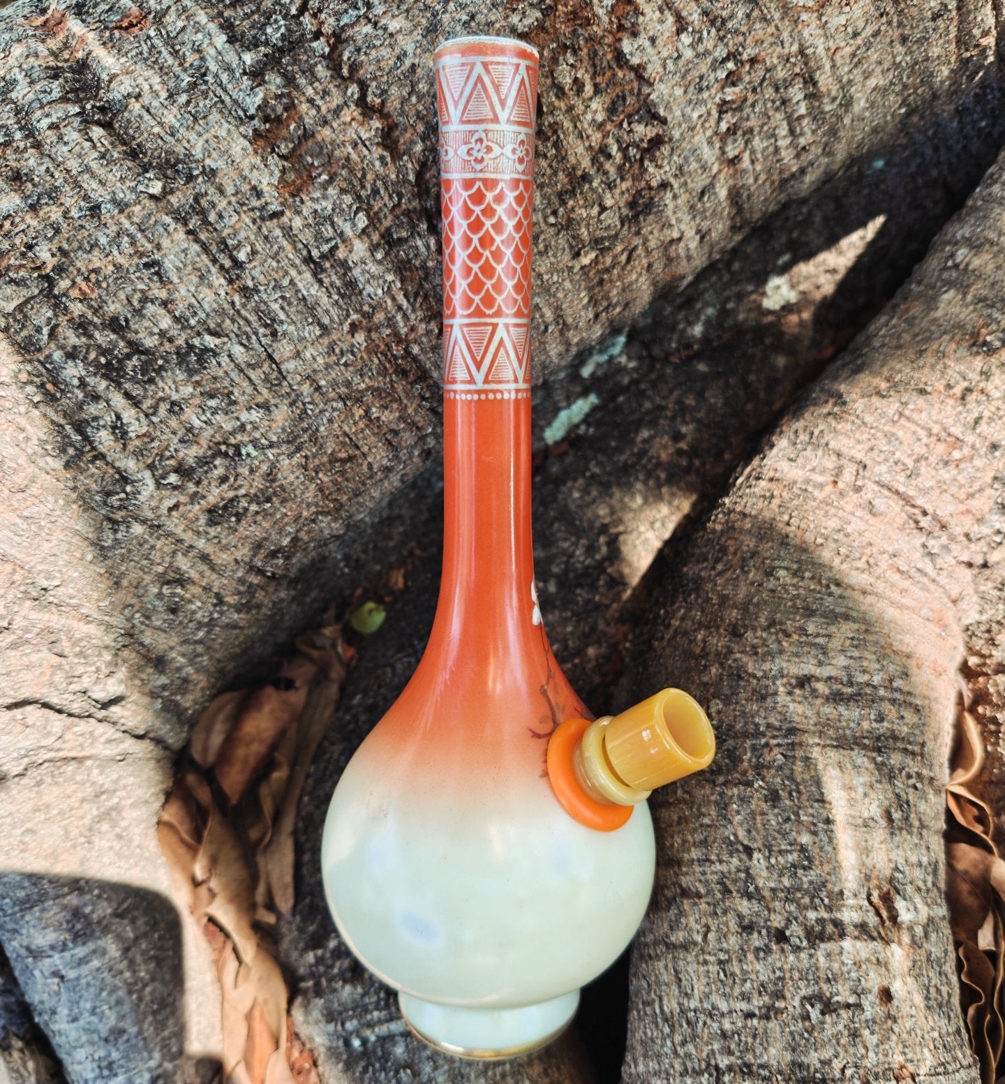 1880-1890 japanese meiji period enamel decorated opaline glass vase bong