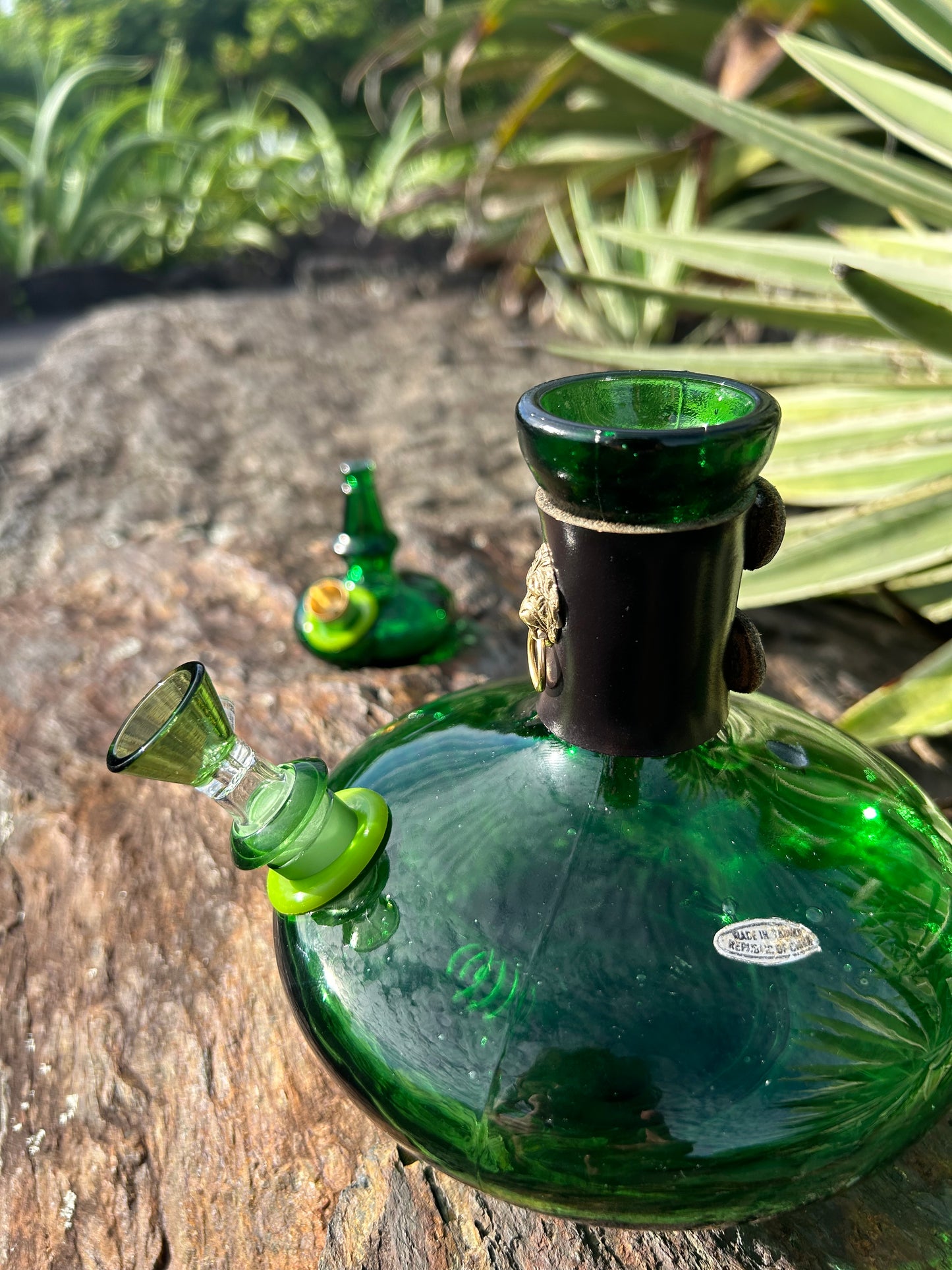 Green glass lion duo 1960’s