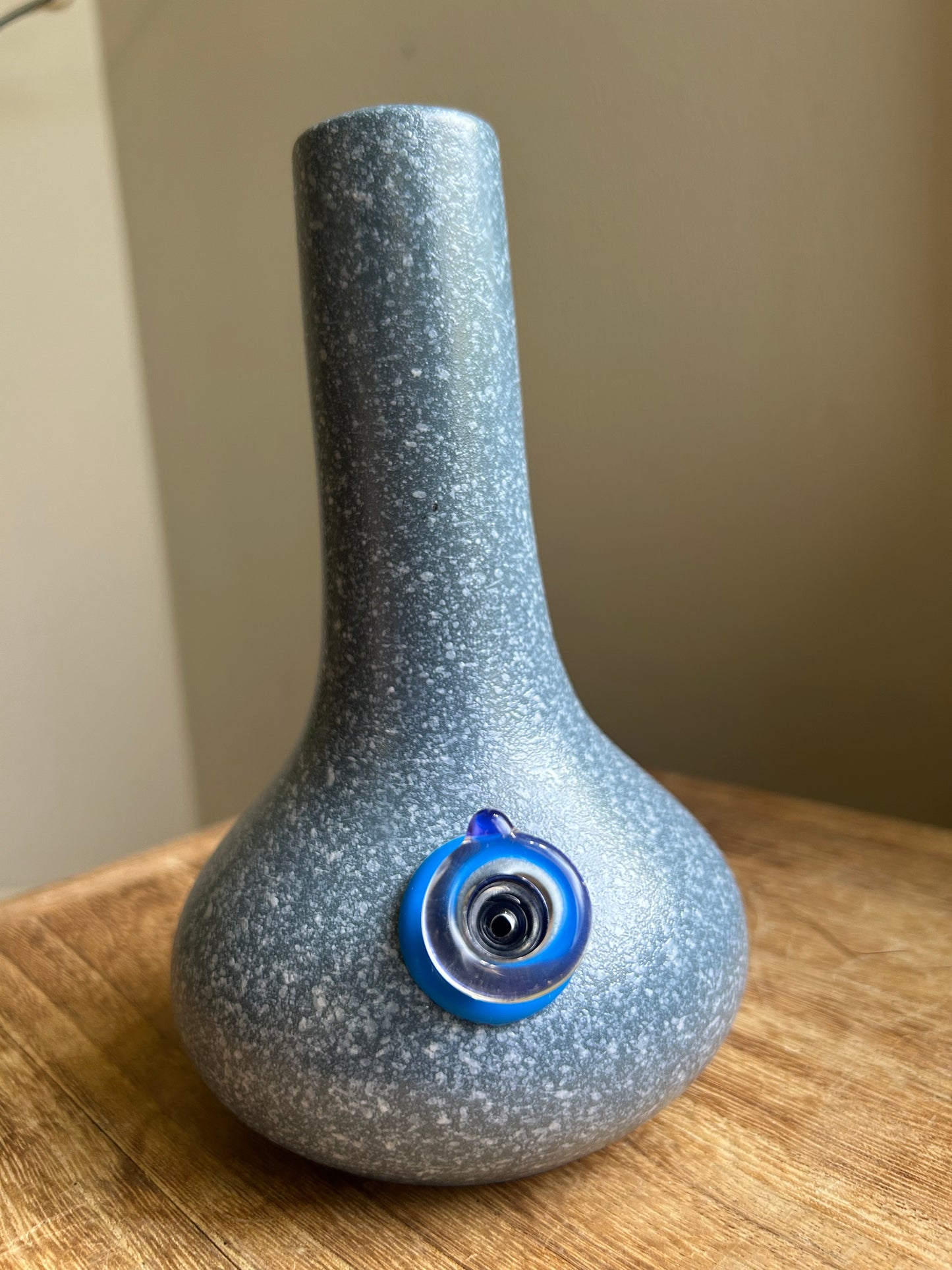 1960s speckled stone vase