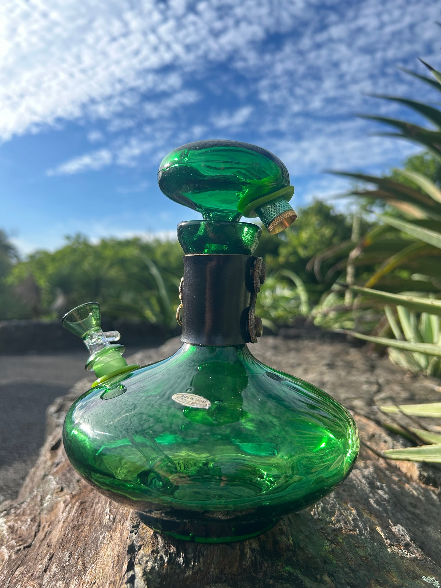 Green glass lion duo 1960’s