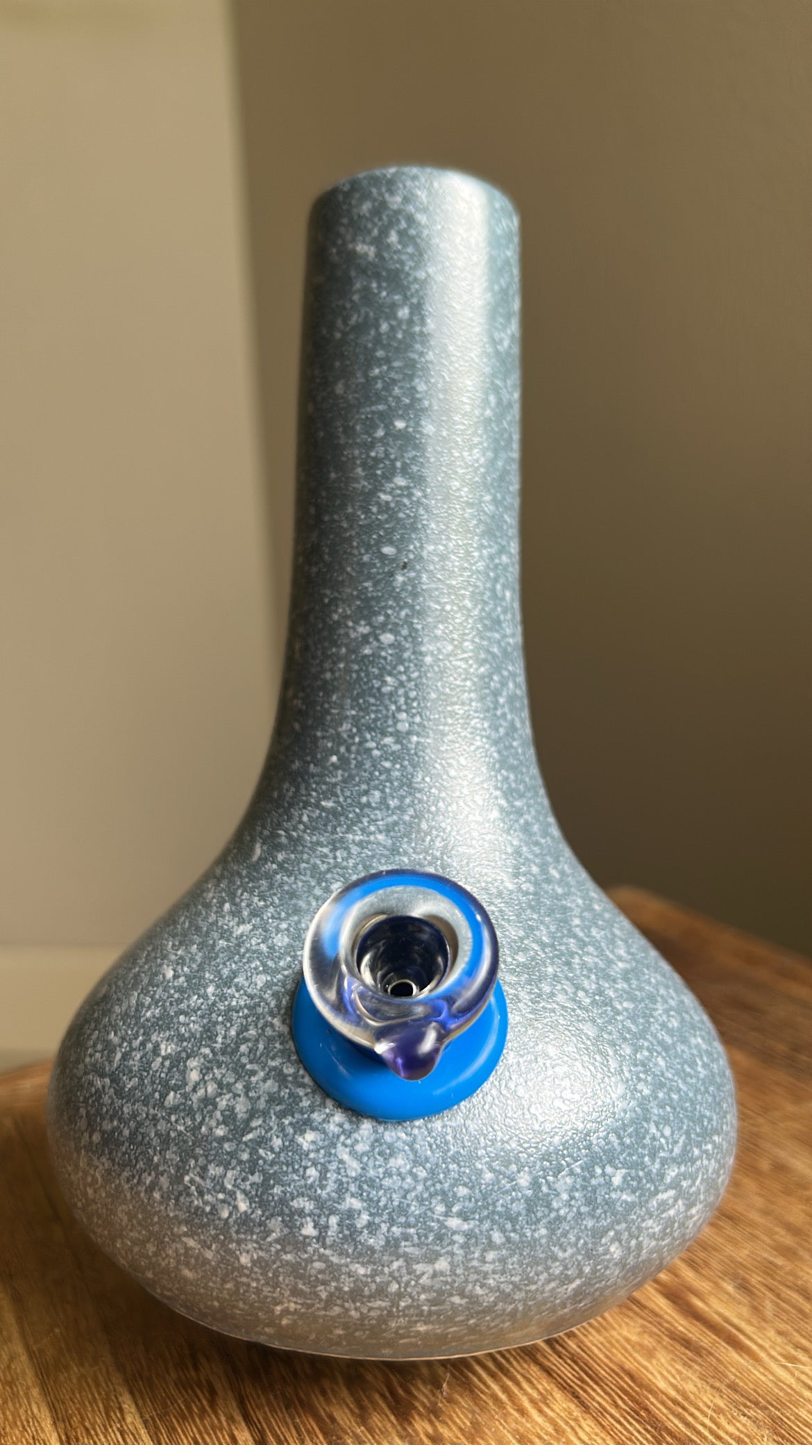 1960s speckled stone vase