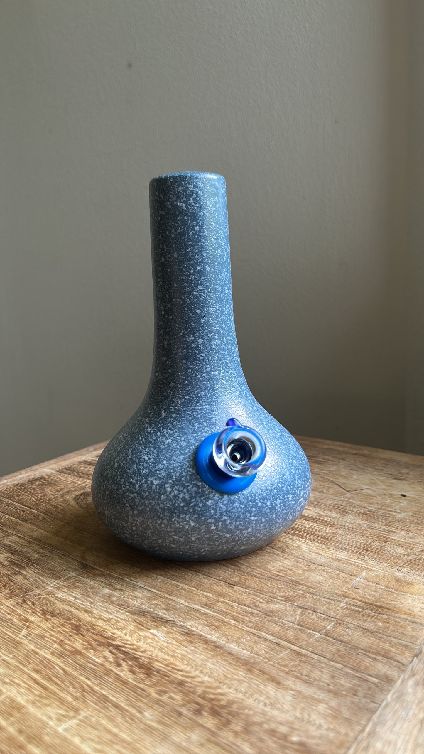 1960s speckled stone vase