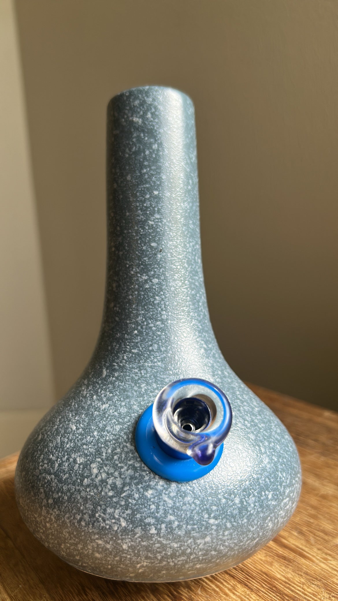 1960s speckled stone vase