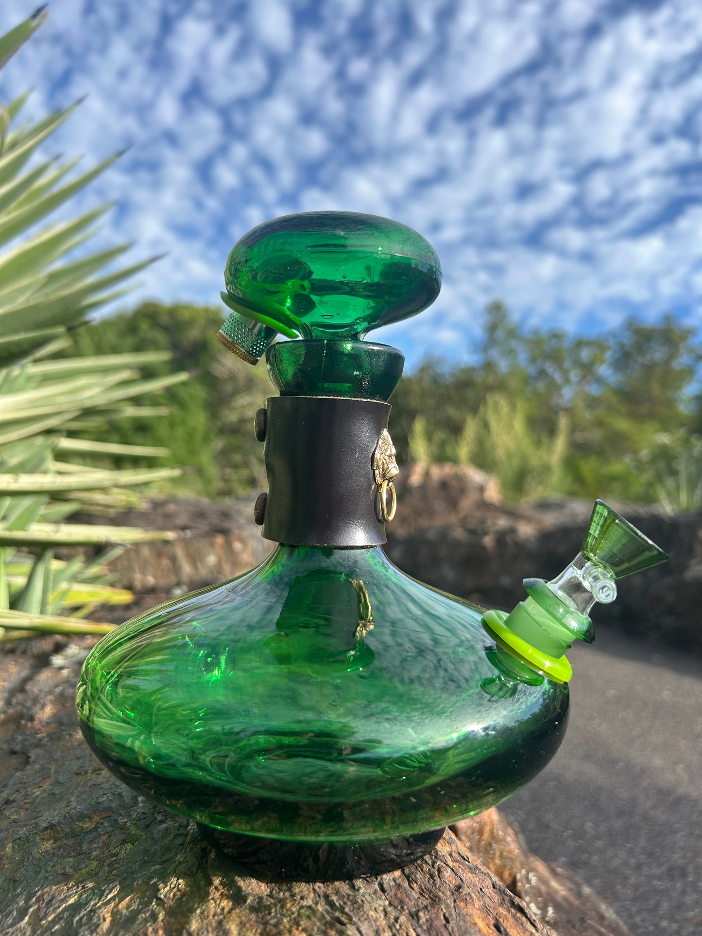 Green glass lion duo 1960’s