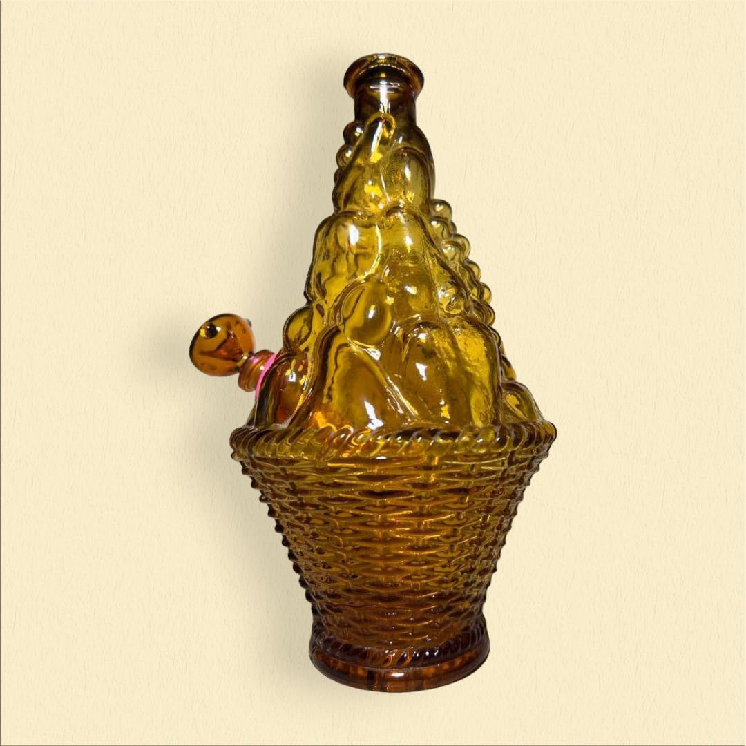 basket of fruit - empoli amber vase - made in Italy 1960s