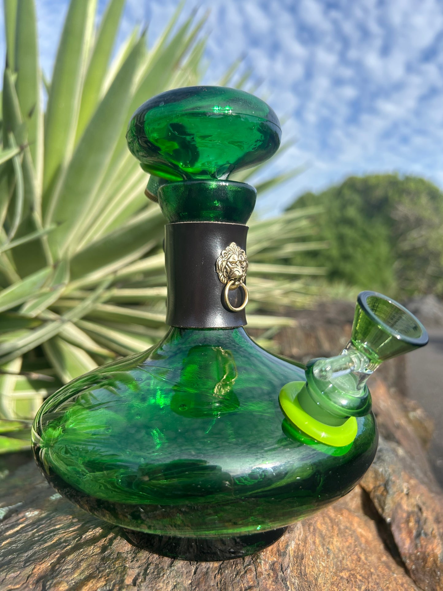 Green glass lion duo 1960’s