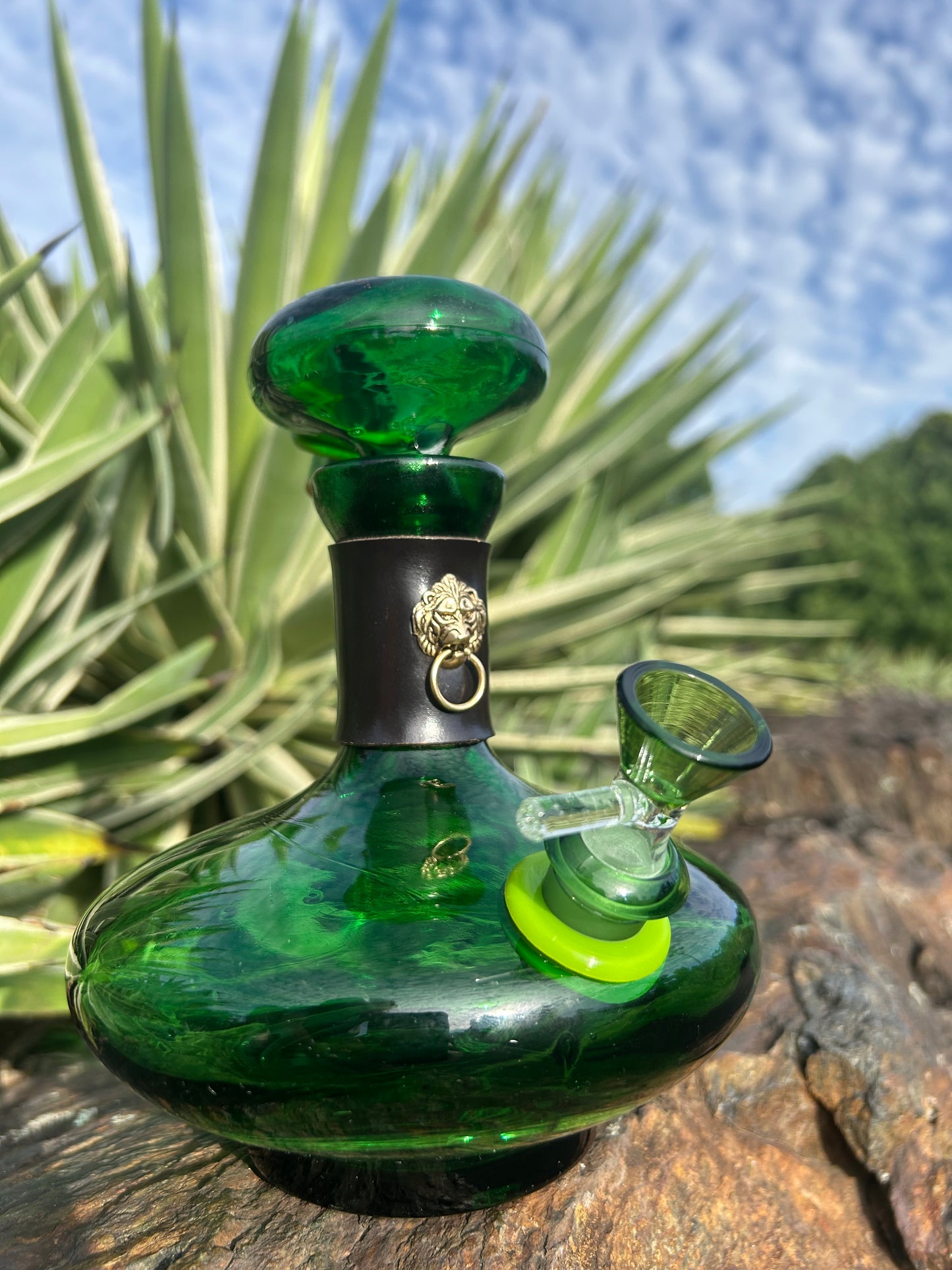 Green glass lion duo 1960’s