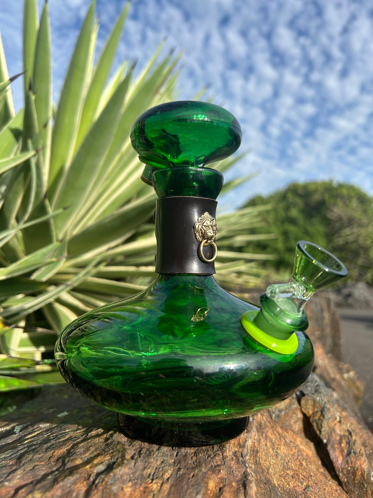 Green glass lion duo 1960’s