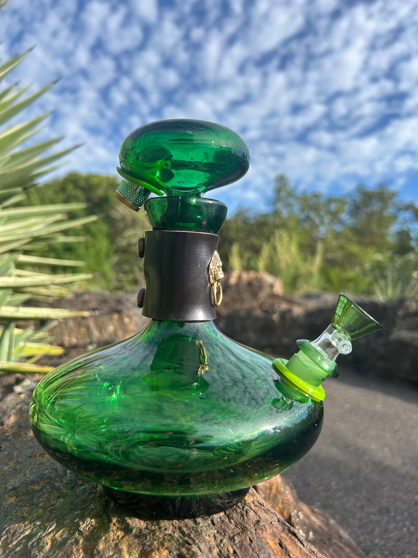 Green glass lion duo 1960’s