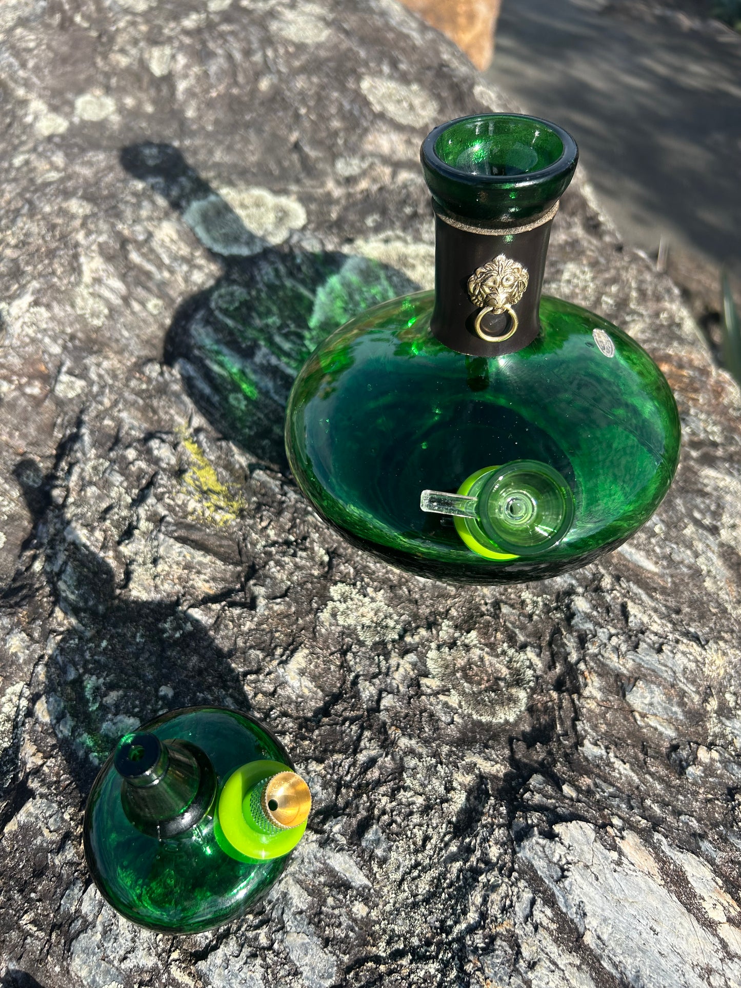 Green glass lion duo 1960’s