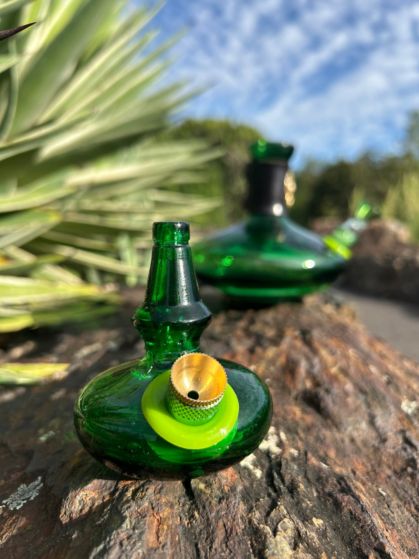 Green glass lion duo 1960’s