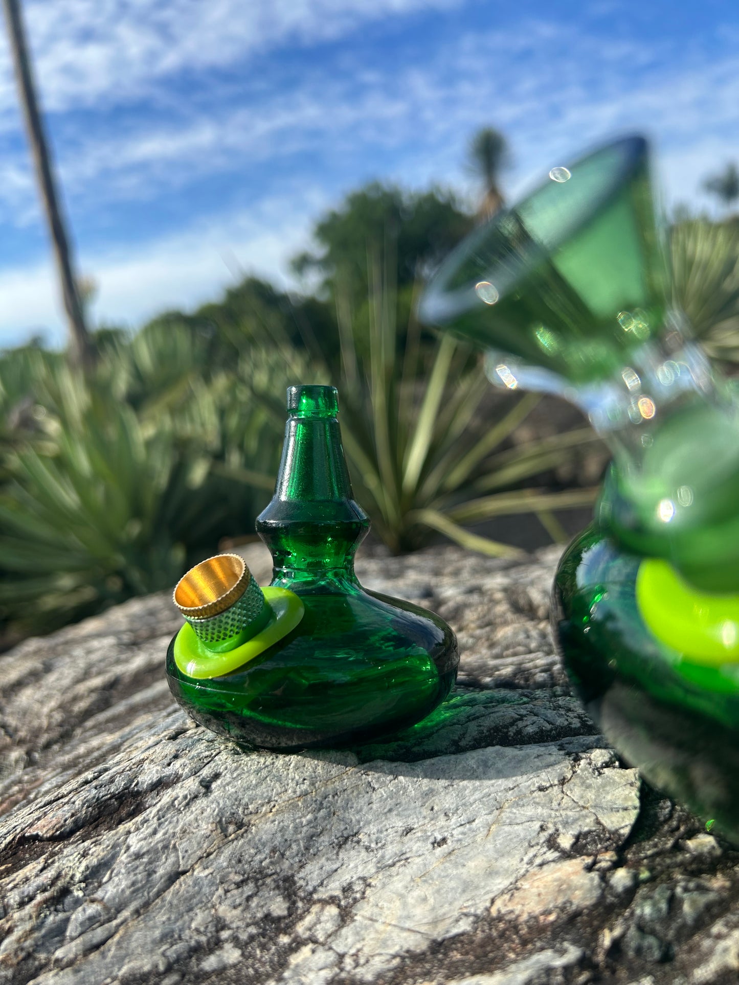 Green glass lion duo 1960’s