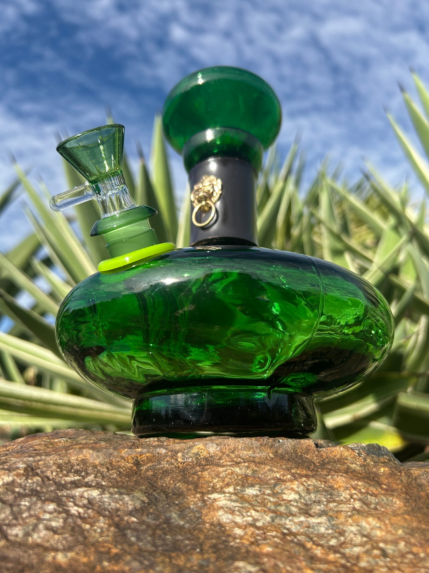 Green glass lion duo 1960’s