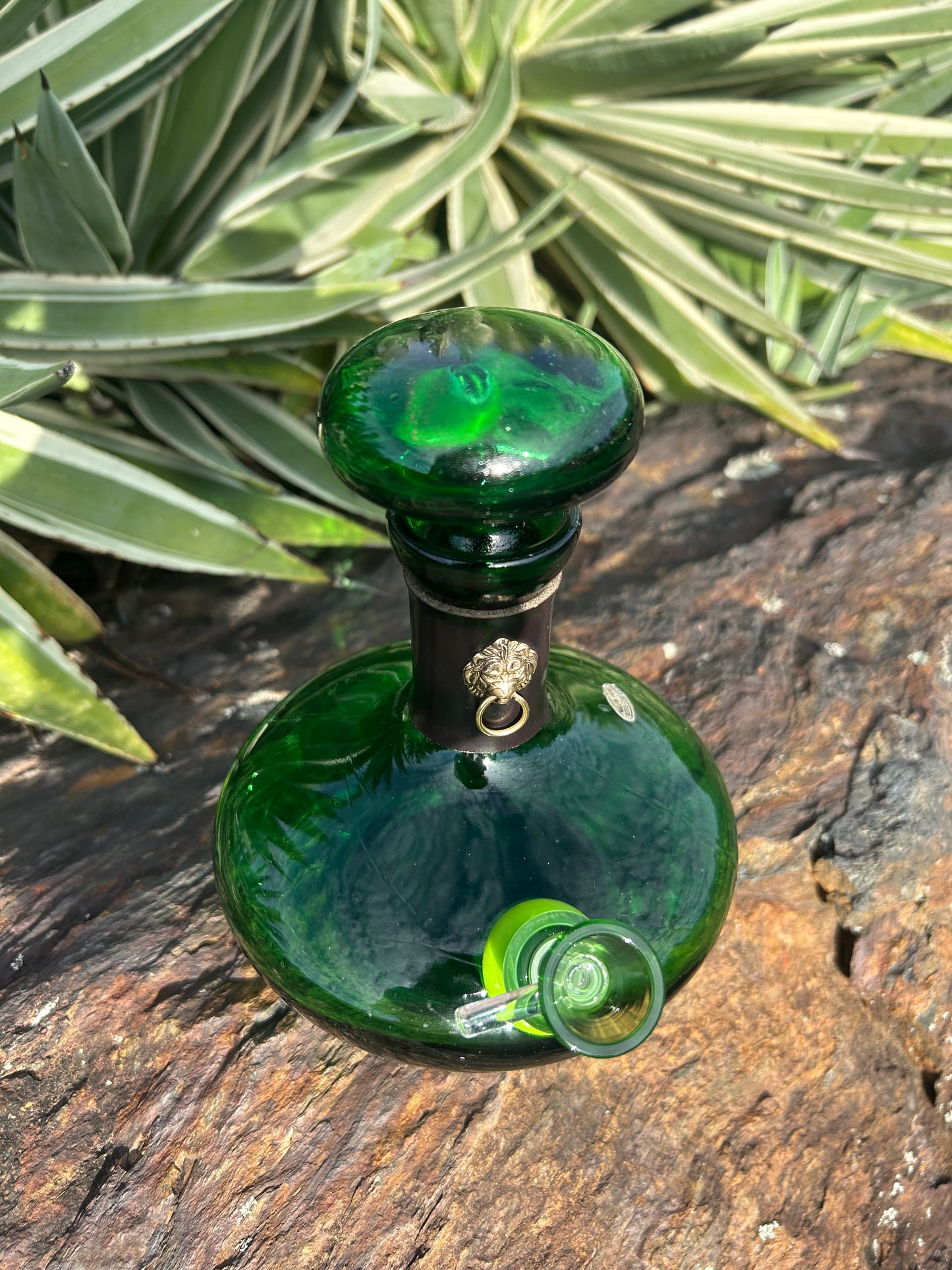 Green glass lion duo 1960’s