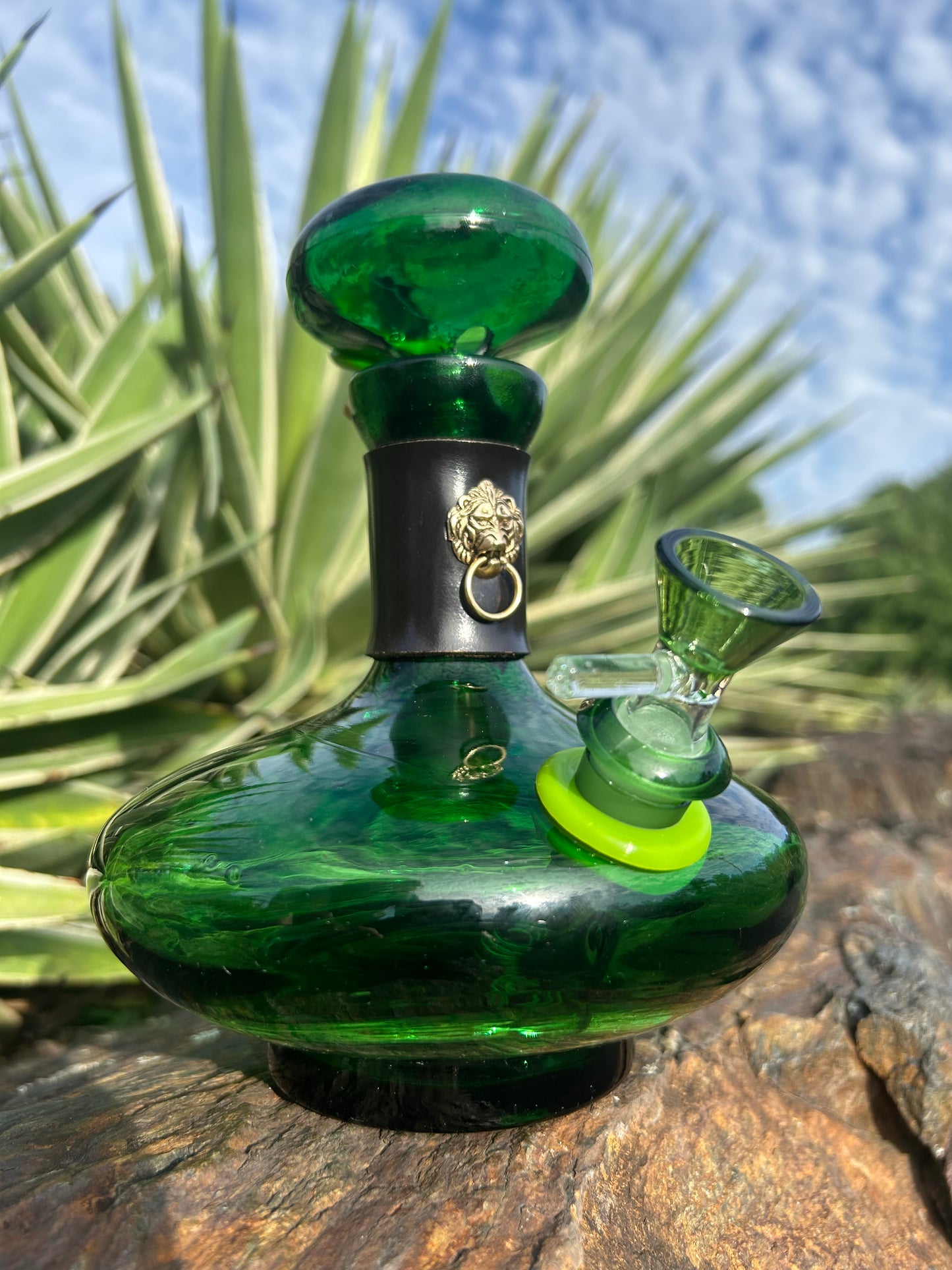 Green glass lion duo 1960’s