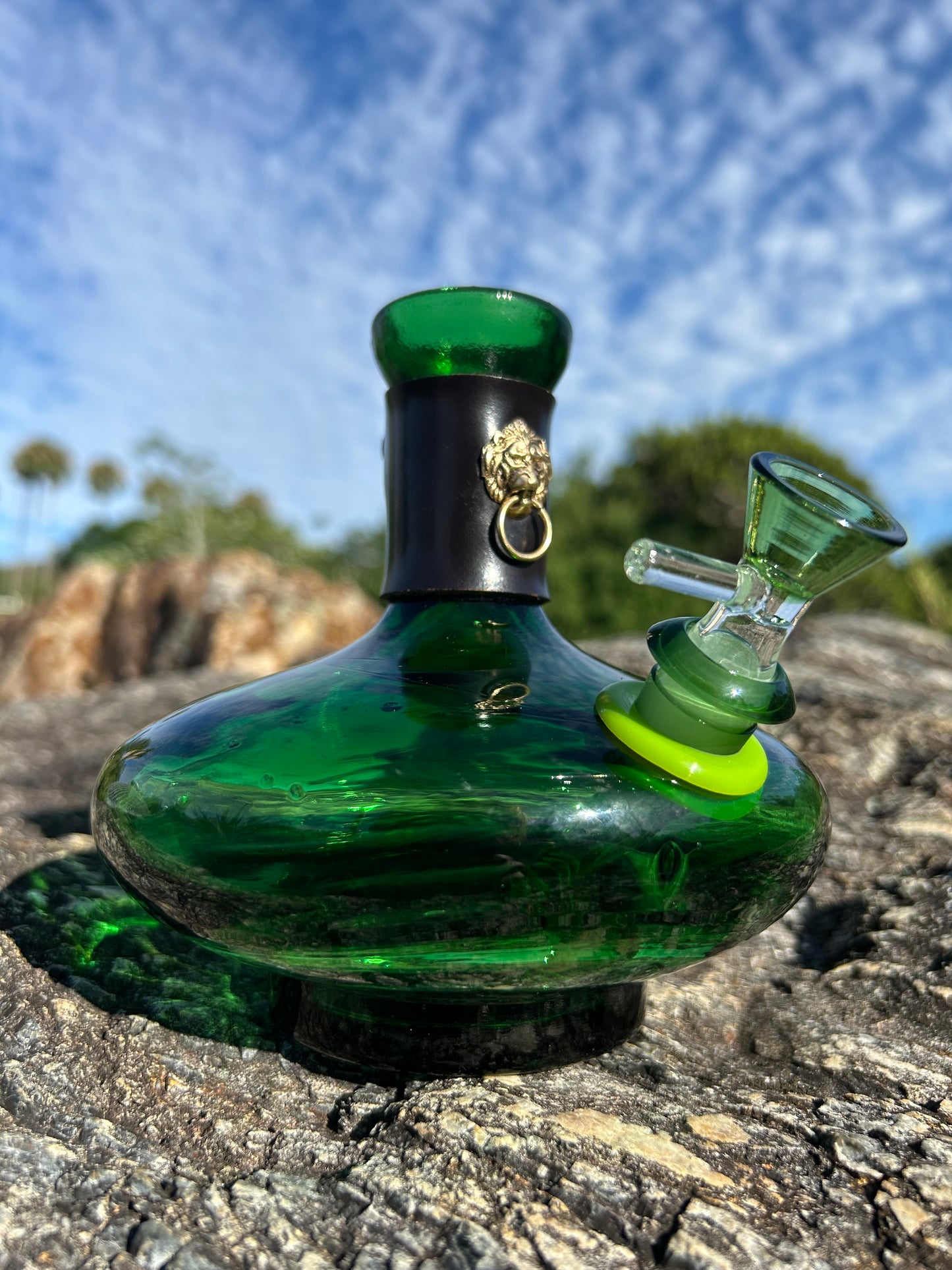 Green glass lion duo 1960’s