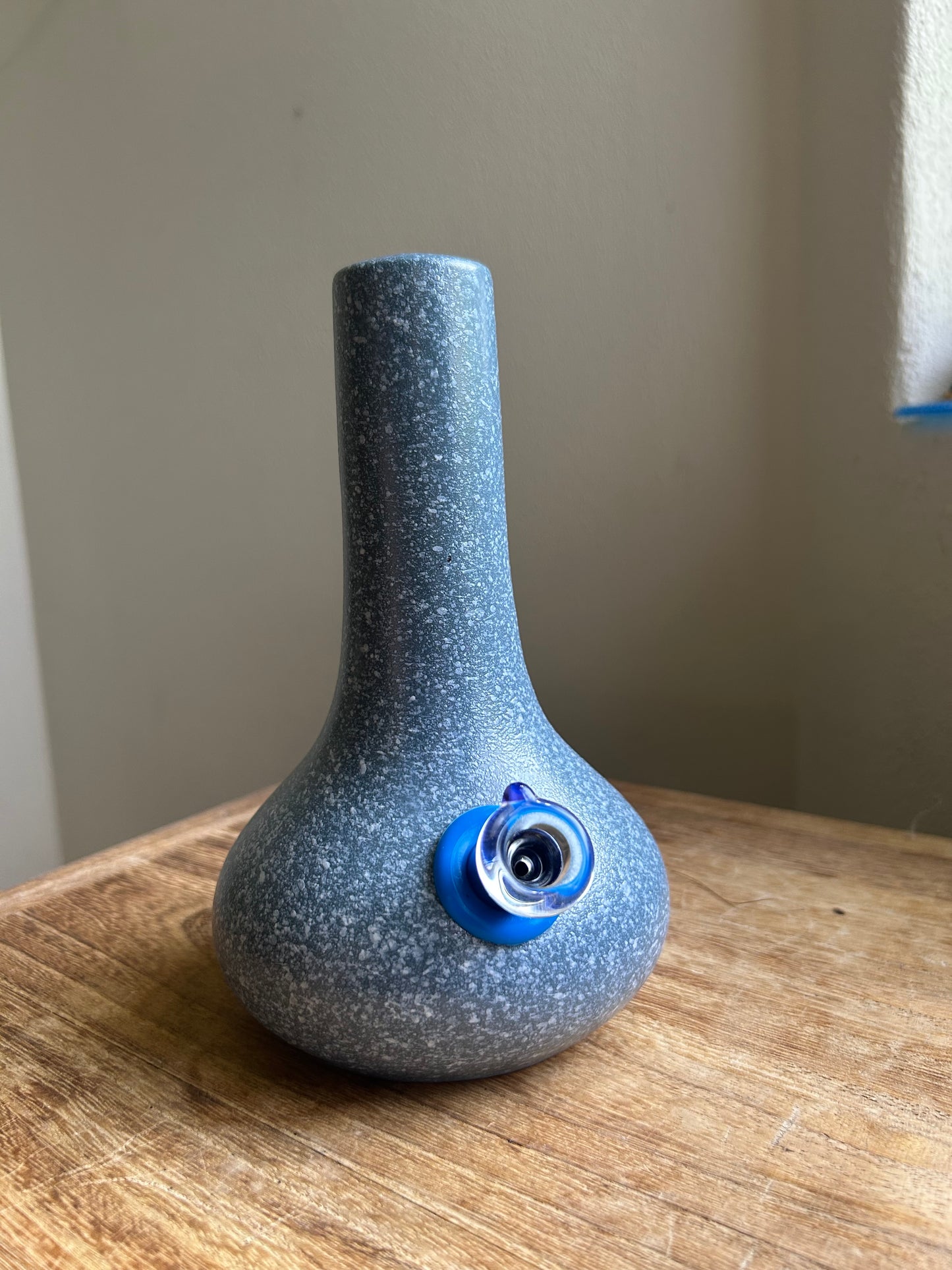 1960s speckled stone vase