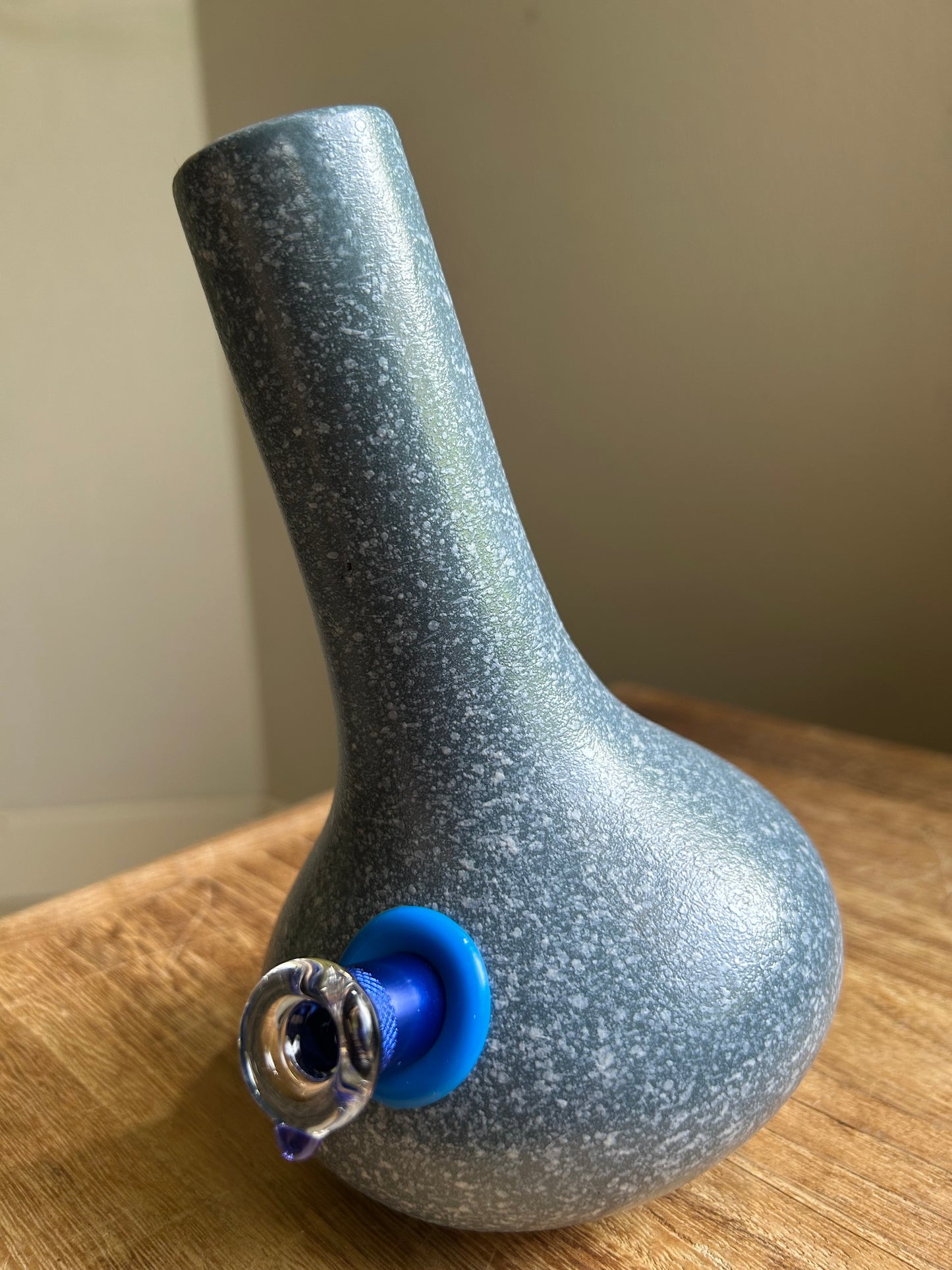 1960s speckled stone vase