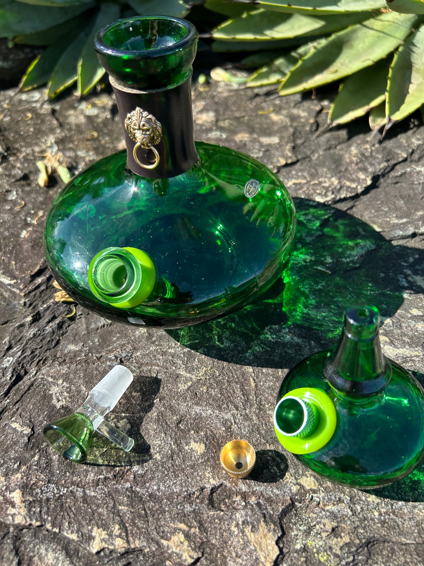 Green glass lion duo 1960’s