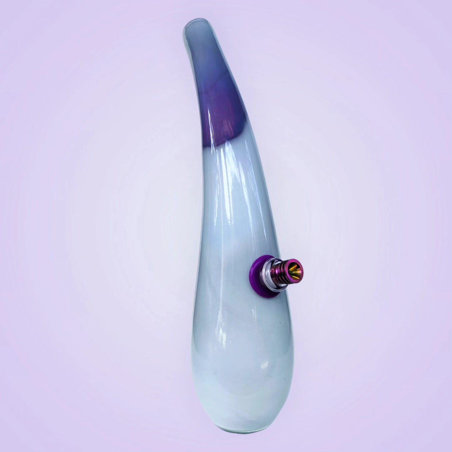 retro swung neck art glass vase bong with pink titanium bowl