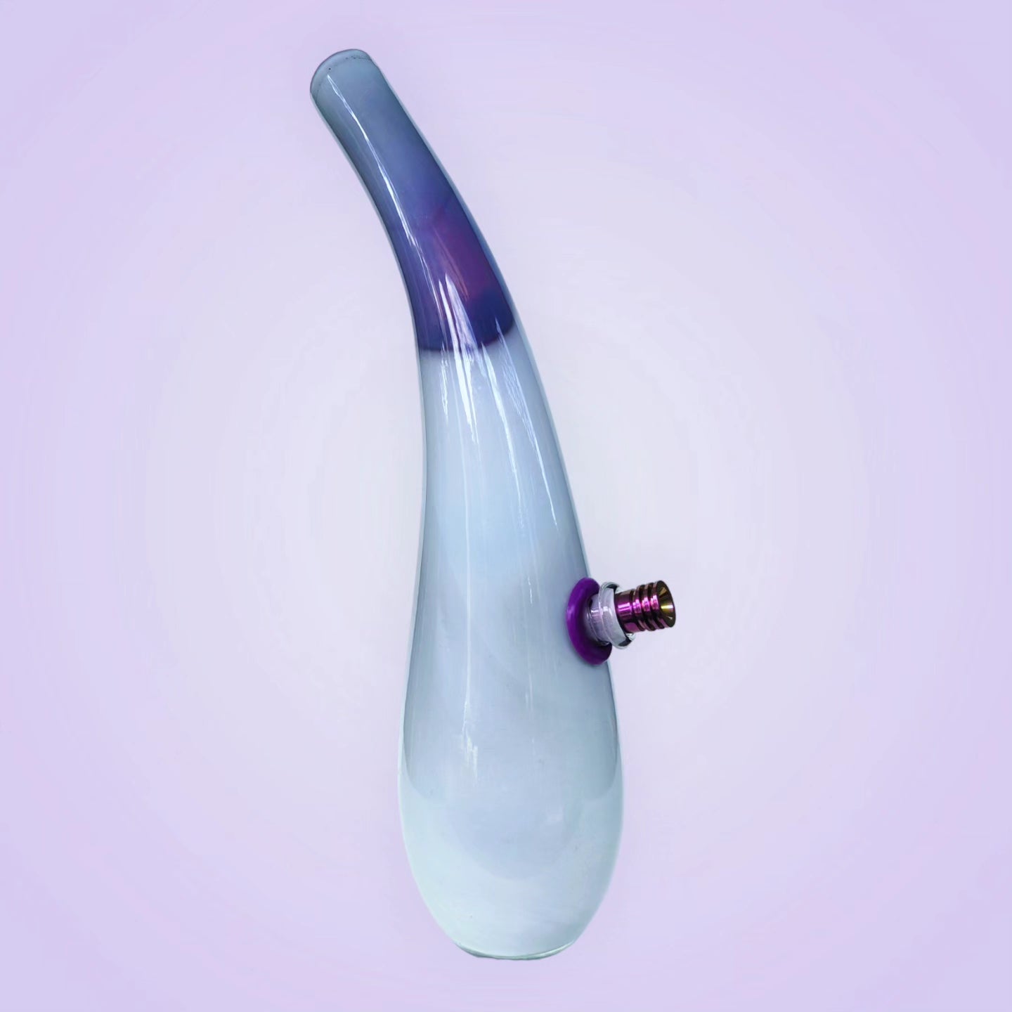 retro swung neck art glass vase bong with pink titanium bowl