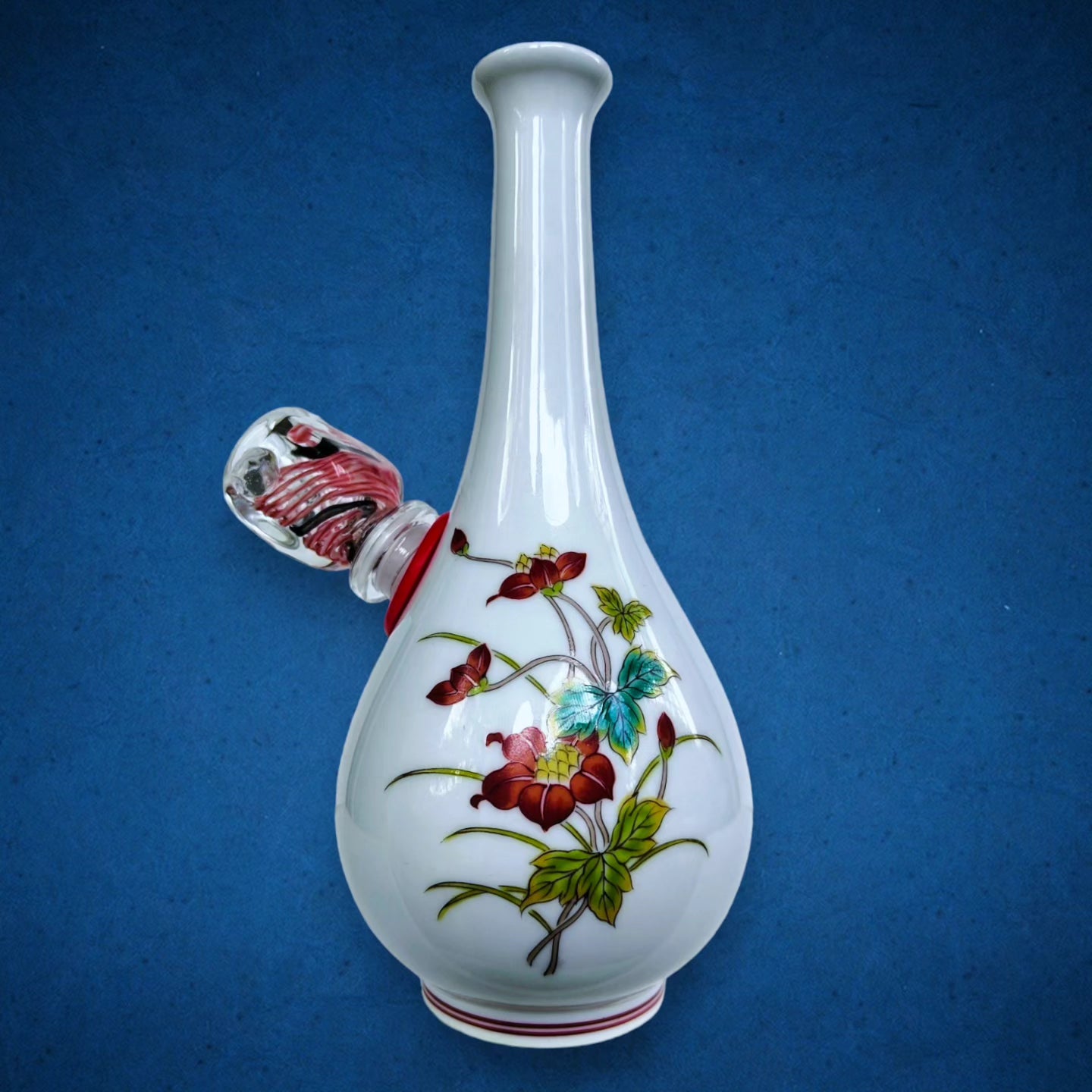 vintage chinese floral bud vase bong