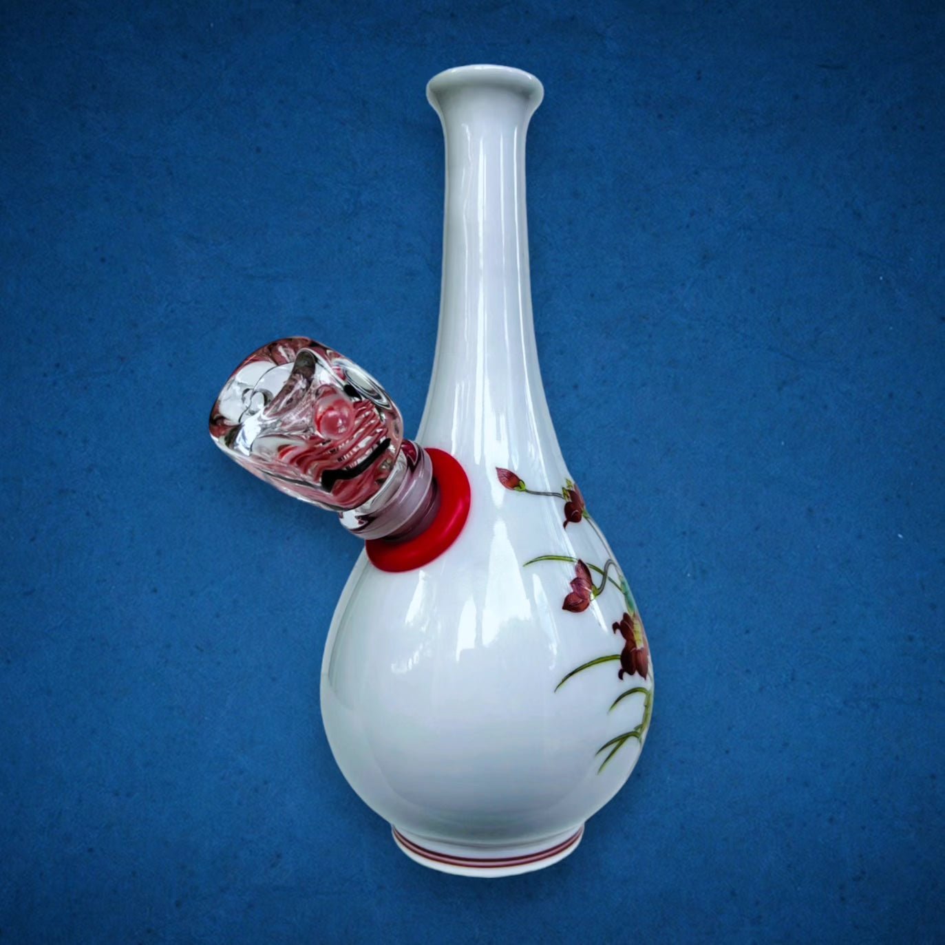 vintage chinese floral bud vase bong