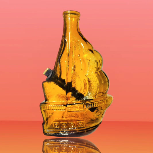 1970s amber glass sailing ship bong