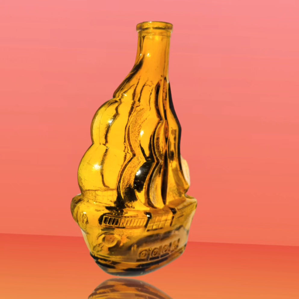 1970s amber glass sailing ship bong