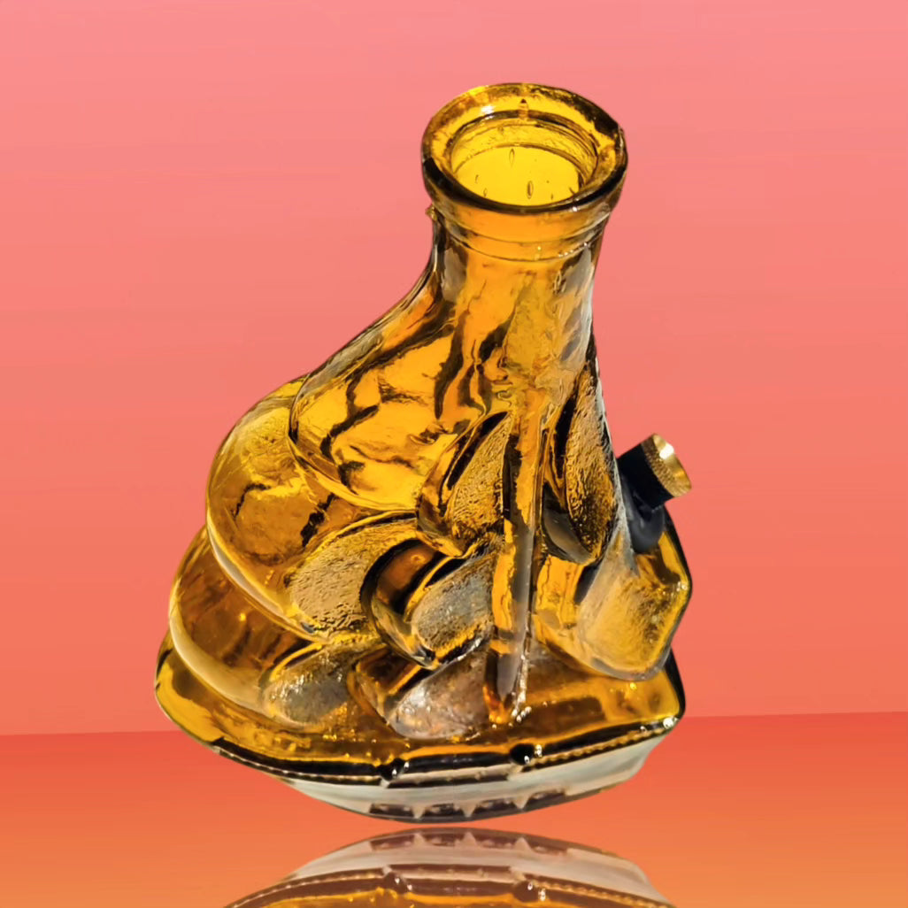 1970s amber glass sailing ship bong