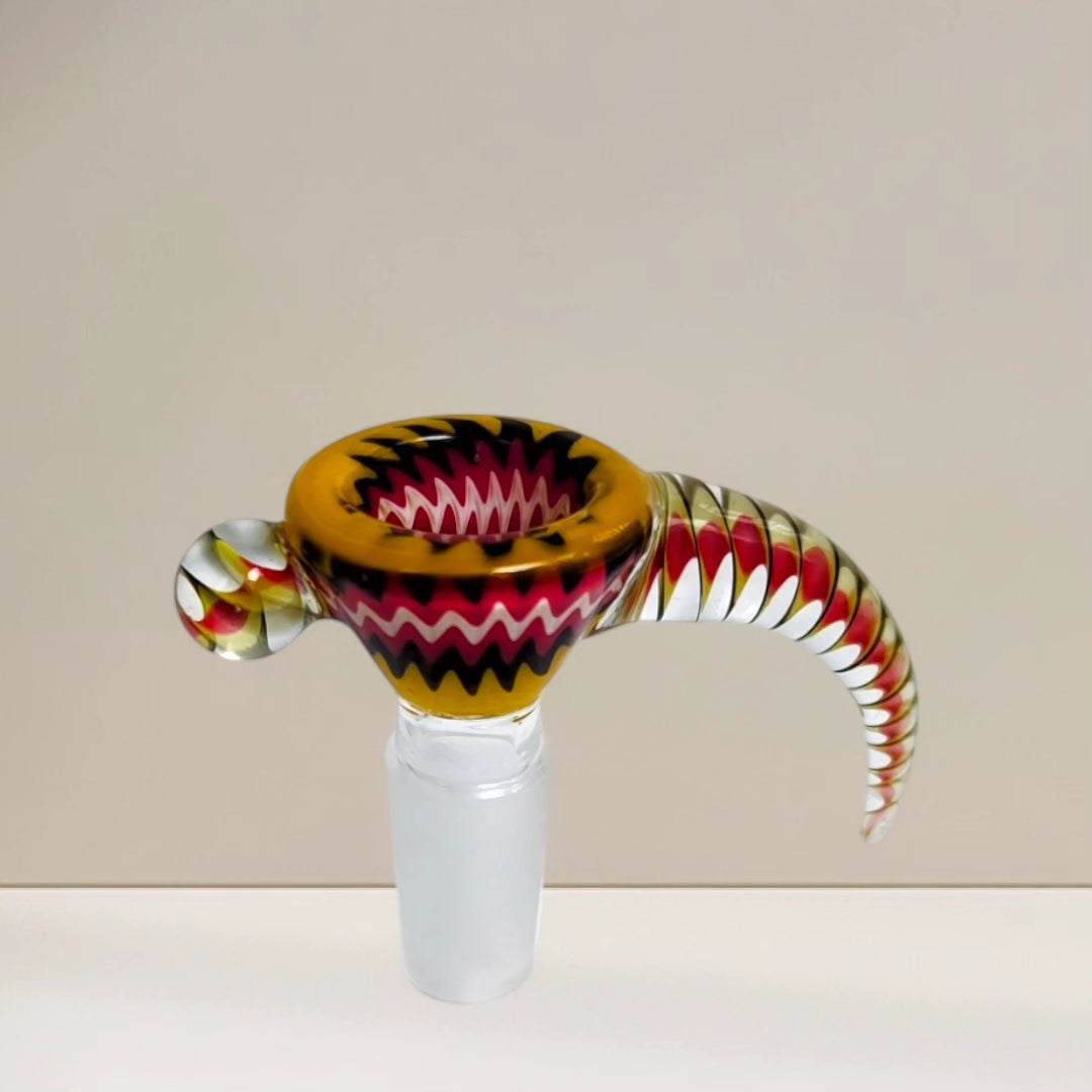 edwardian red rooster art glass decanter bong