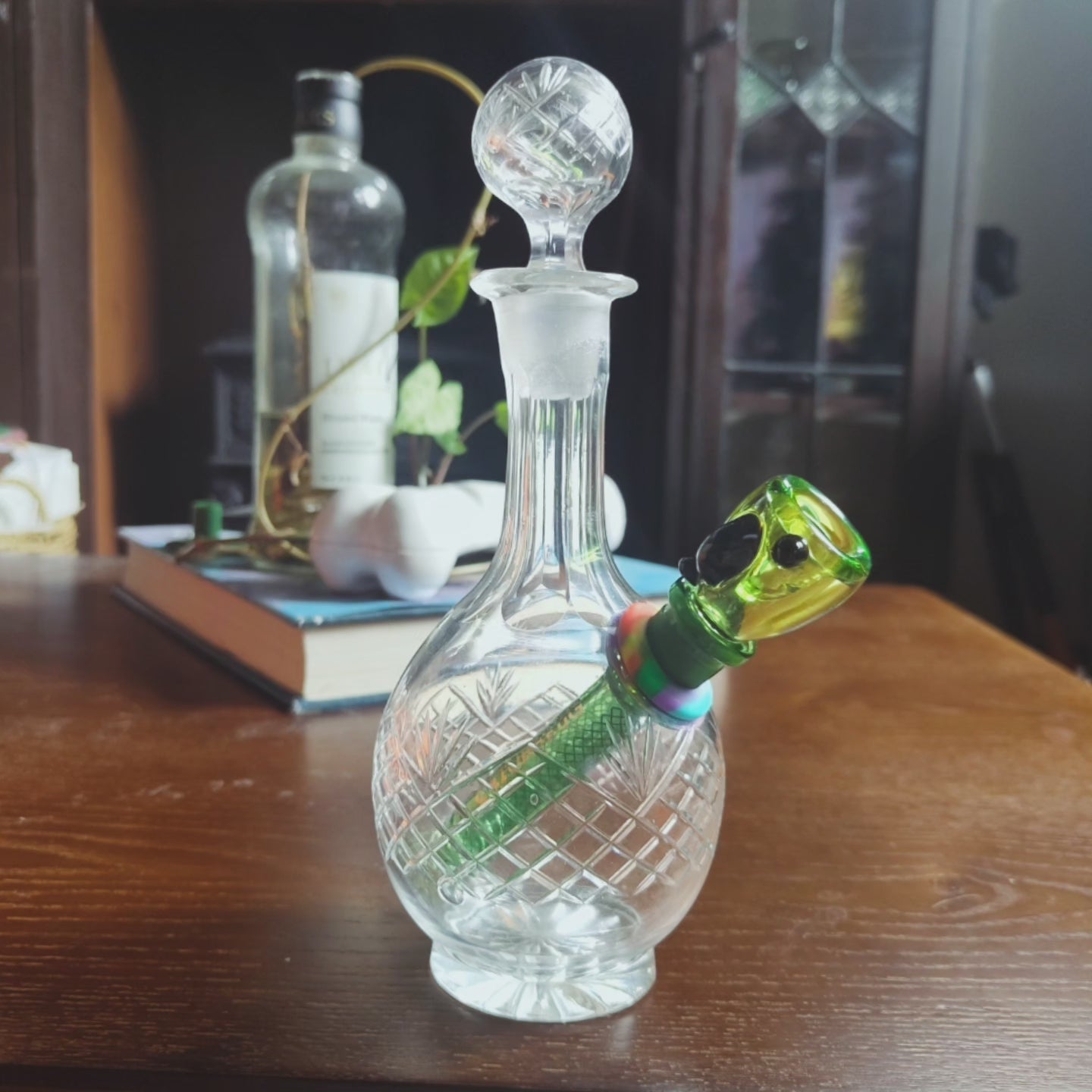 1960s mini crystal decanter bong